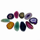 Polished Natural and Dyed Agate Slices, mixed colors, w/ top drilled pendant hole, 1.5" to 3", 10 slices #5053COHL - Brazil GemsBrazil GemsPolished Natural and Dyed Agate Slices, mixed colors, w/ top drilled pendant hole, 1.5" to 3", 10 slices #5053COHLSlices for Crafts5053COHL