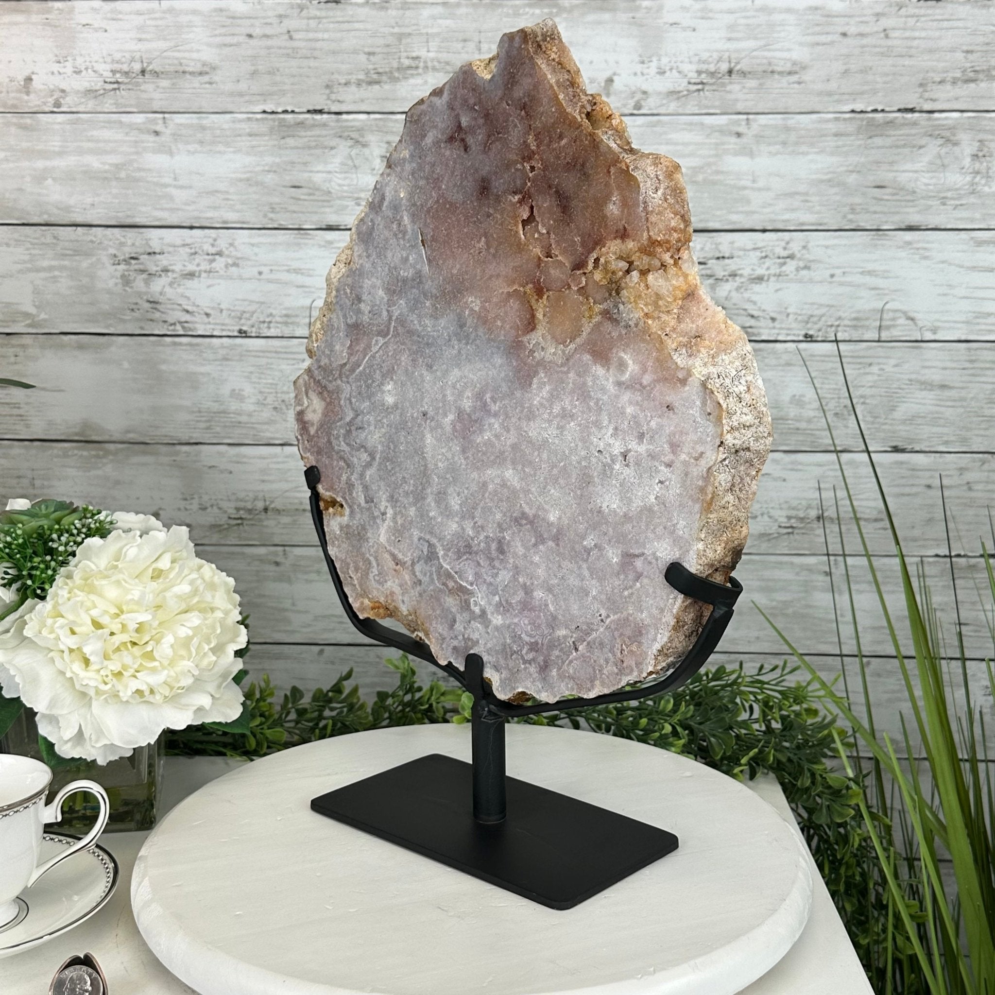 Polished Pink Amethyst Slice on a Stand, 11.4 lbs, 17.5" Tall #5743-0009 by Brazil Gems - Brazil GemsBrazil GemsPolished Pink Amethyst Slice on a Stand, 11.4 lbs, 17.5" Tall #5743-0009 by Brazil GemsSlices on Fixed Bases5743-0009