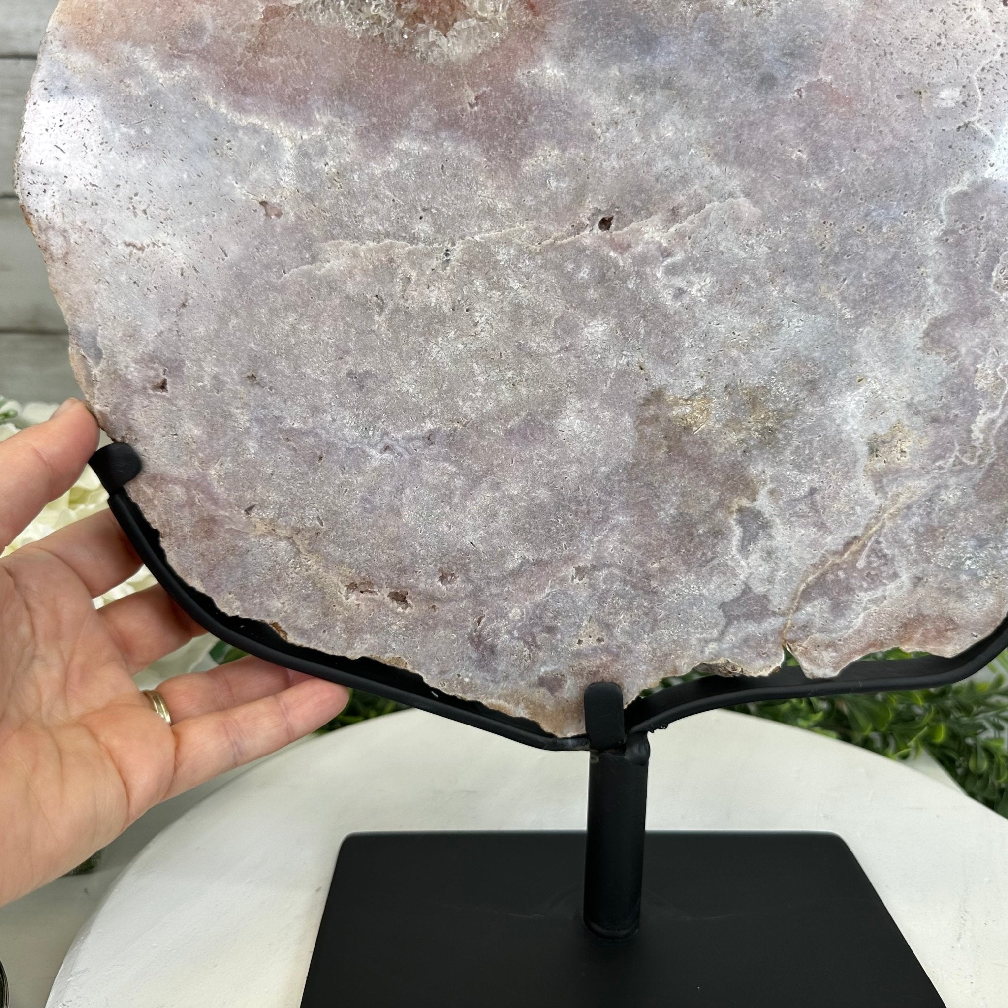 Polished Pink Amethyst Slice on a Stand, 11.4 lbs, 17.5" Tall #5743-0009 by Brazil Gems - Brazil GemsBrazil GemsPolished Pink Amethyst Slice on a Stand, 11.4 lbs, 17.5" Tall #5743-0009 by Brazil GemsSlices on Fixed Bases5743-0009