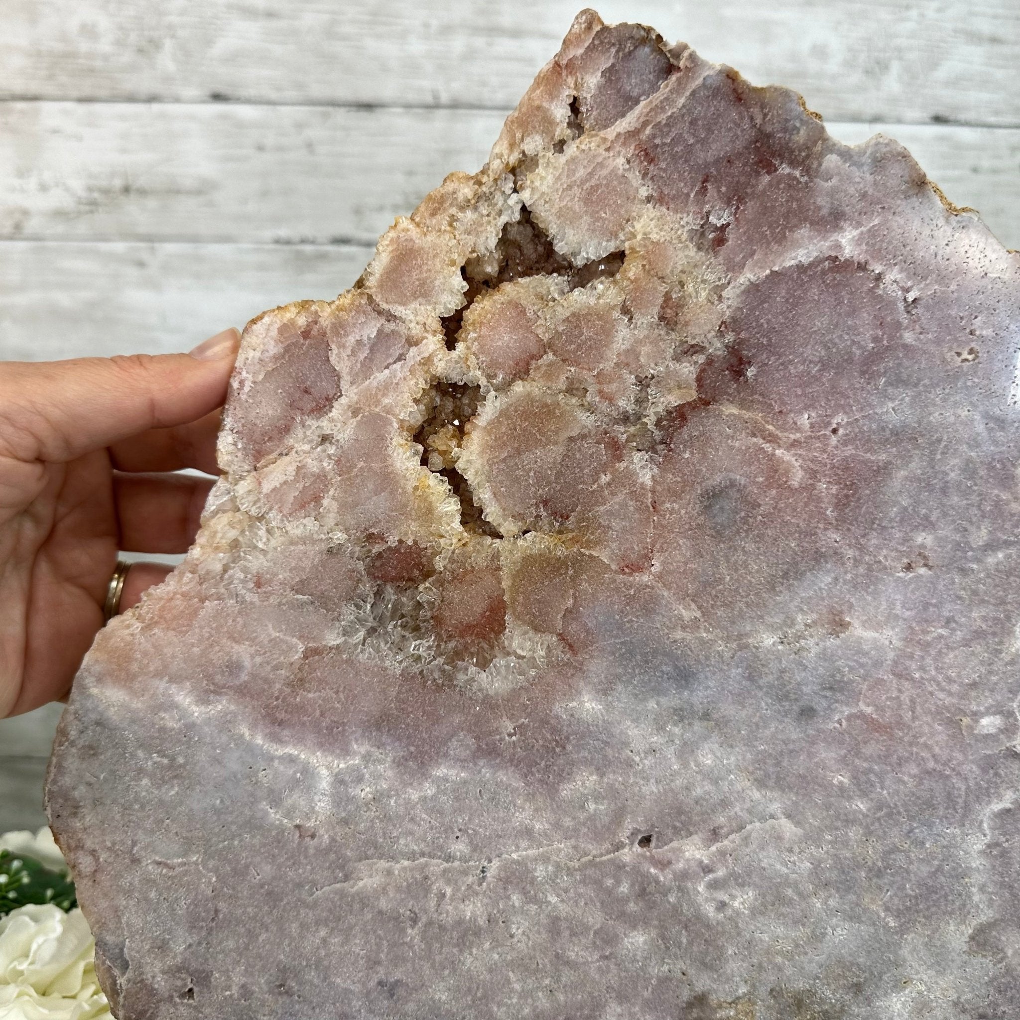 Polished Pink Amethyst Slice on a Stand, 11.4 lbs, 17.5" Tall #5743-0009 by Brazil Gems - Brazil GemsBrazil GemsPolished Pink Amethyst Slice on a Stand, 11.4 lbs, 17.5" Tall #5743-0009 by Brazil GemsSlices on Fixed Bases5743-0009