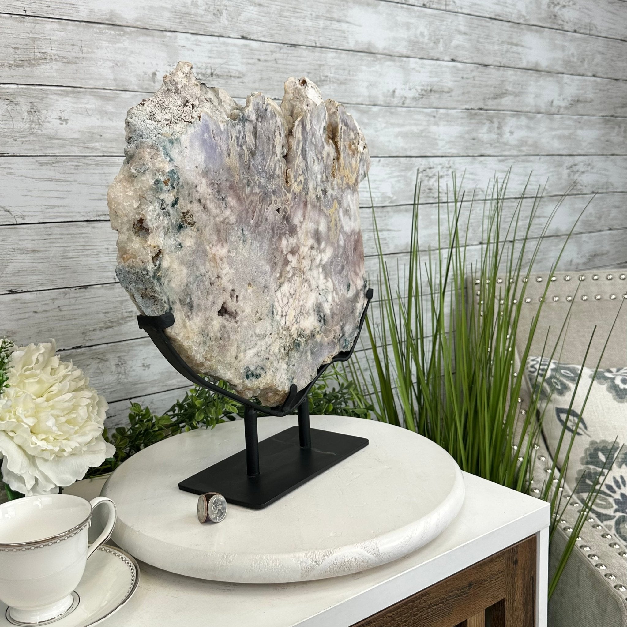 Polished Pink Amethyst Slice on a Stand, 16.8 lbs, 16.2" Tall #5743-0015 by Brazil Gems - Brazil GemsBrazil GemsPolished Pink Amethyst Slice on a Stand, 16.8 lbs, 16.2" Tall #5743-0015 by Brazil GemsSlices on Fixed Bases5743-0015