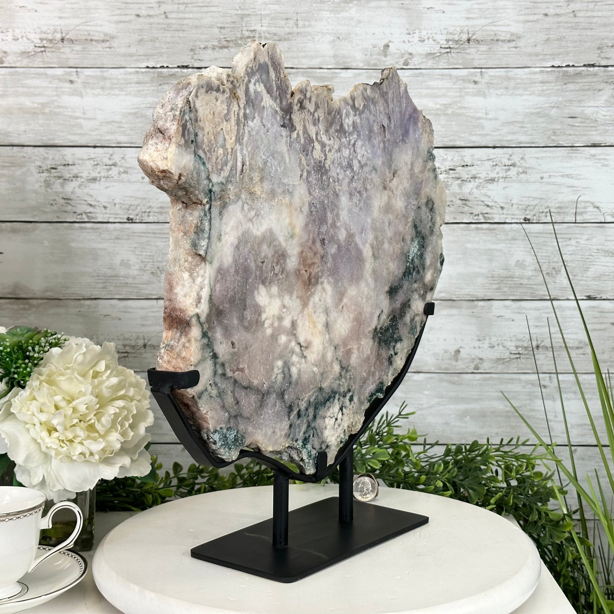 Polished Pink Amethyst Slice on a Stand, 16.8 lbs, 16.2" Tall #5743-0015 by Brazil Gems - Brazil GemsBrazil GemsPolished Pink Amethyst Slice on a Stand, 16.8 lbs, 16.2" Tall #5743-0015 by Brazil GemsSlices on Fixed Bases5743-0015