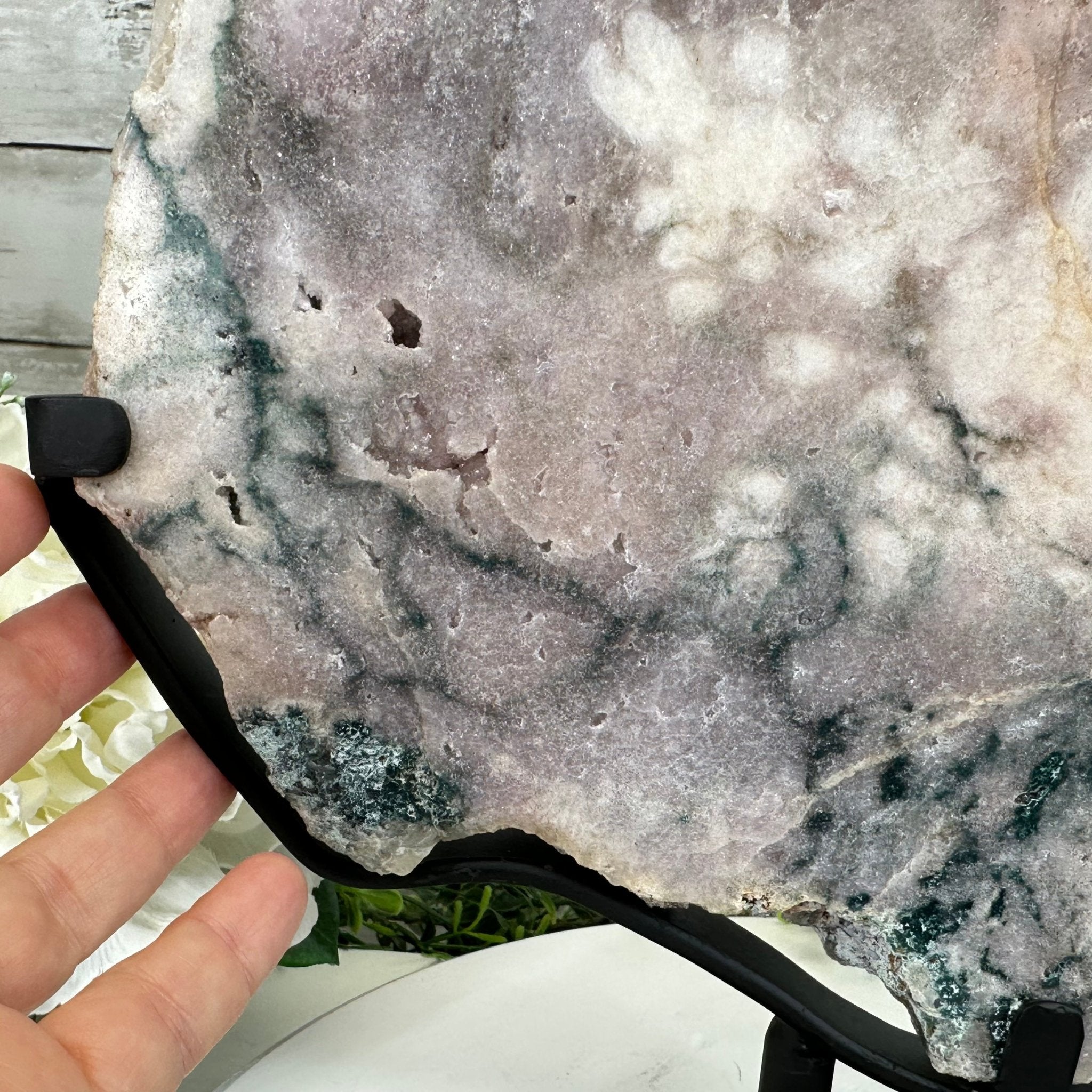 Polished Pink Amethyst Slice on a Stand, 16.8 lbs, 16.2" Tall #5743-0015 by Brazil Gems - Brazil GemsBrazil GemsPolished Pink Amethyst Slice on a Stand, 16.8 lbs, 16.2" Tall #5743-0015 by Brazil GemsSlices on Fixed Bases5743-0015
