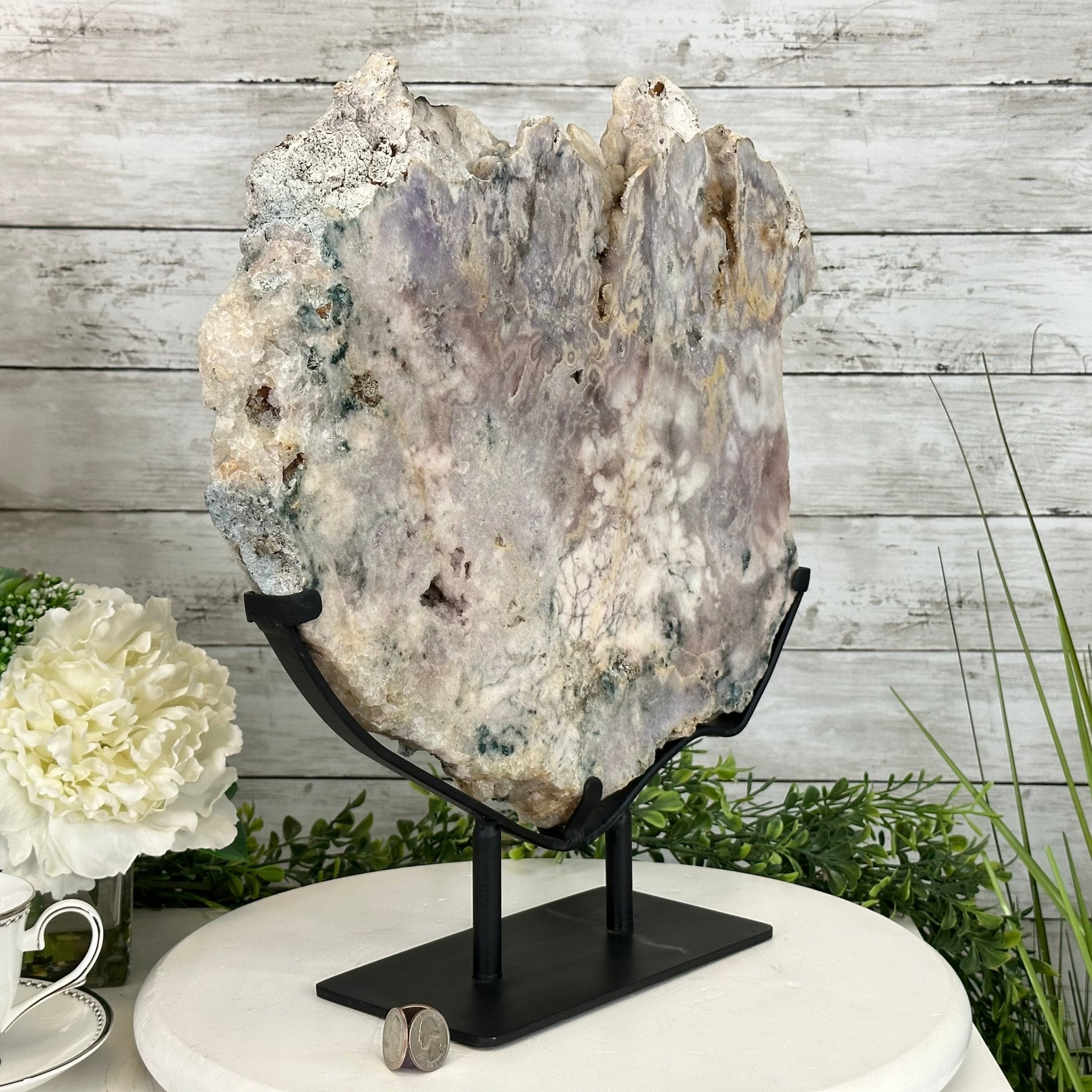 Polished Pink Amethyst Slice on a Stand, 16.8 lbs, 16.2" Tall #5743-0015 by Brazil Gems - Brazil GemsBrazil GemsPolished Pink Amethyst Slice on a Stand, 16.8 lbs, 16.2" Tall #5743-0015 by Brazil GemsSlices on Fixed Bases5743-0015
