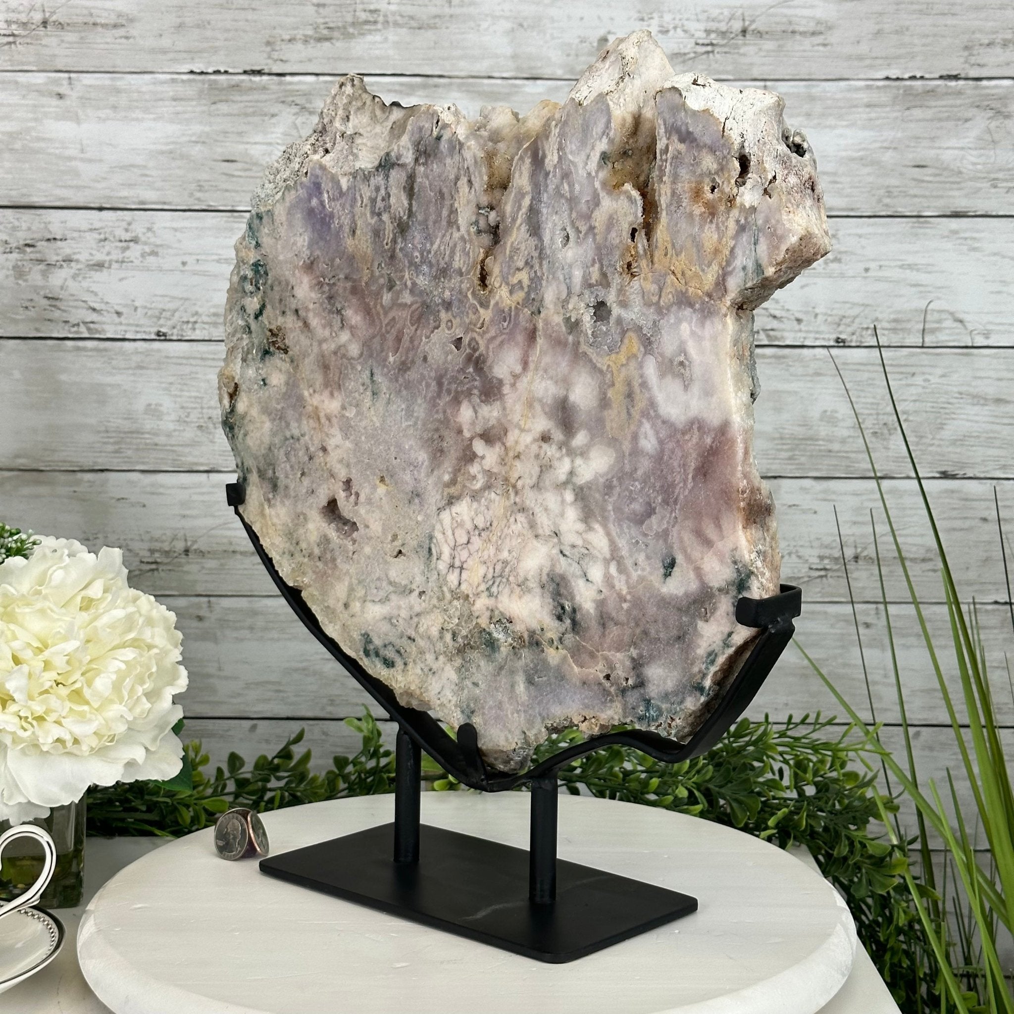 Polished Pink Amethyst Slice on a Stand, 16.8 lbs, 16.2" Tall #5743-0015 by Brazil Gems - Brazil GemsBrazil GemsPolished Pink Amethyst Slice on a Stand, 16.8 lbs, 16.2" Tall #5743-0015 by Brazil GemsSlices on Fixed Bases5743-0015