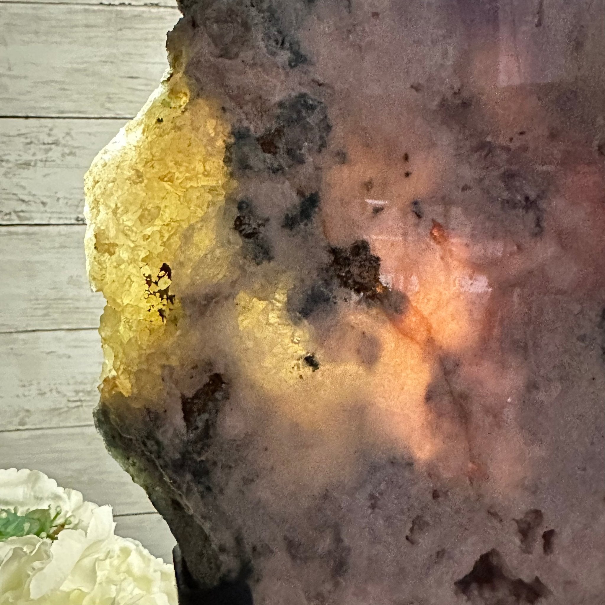 Polished Pink Amethyst Slice on a Stand, 16.8 lbs, 16.2" Tall #5743-0015 by Brazil Gems - Brazil GemsBrazil GemsPolished Pink Amethyst Slice on a Stand, 16.8 lbs, 16.2" Tall #5743-0015 by Brazil GemsSlices on Fixed Bases5743-0015