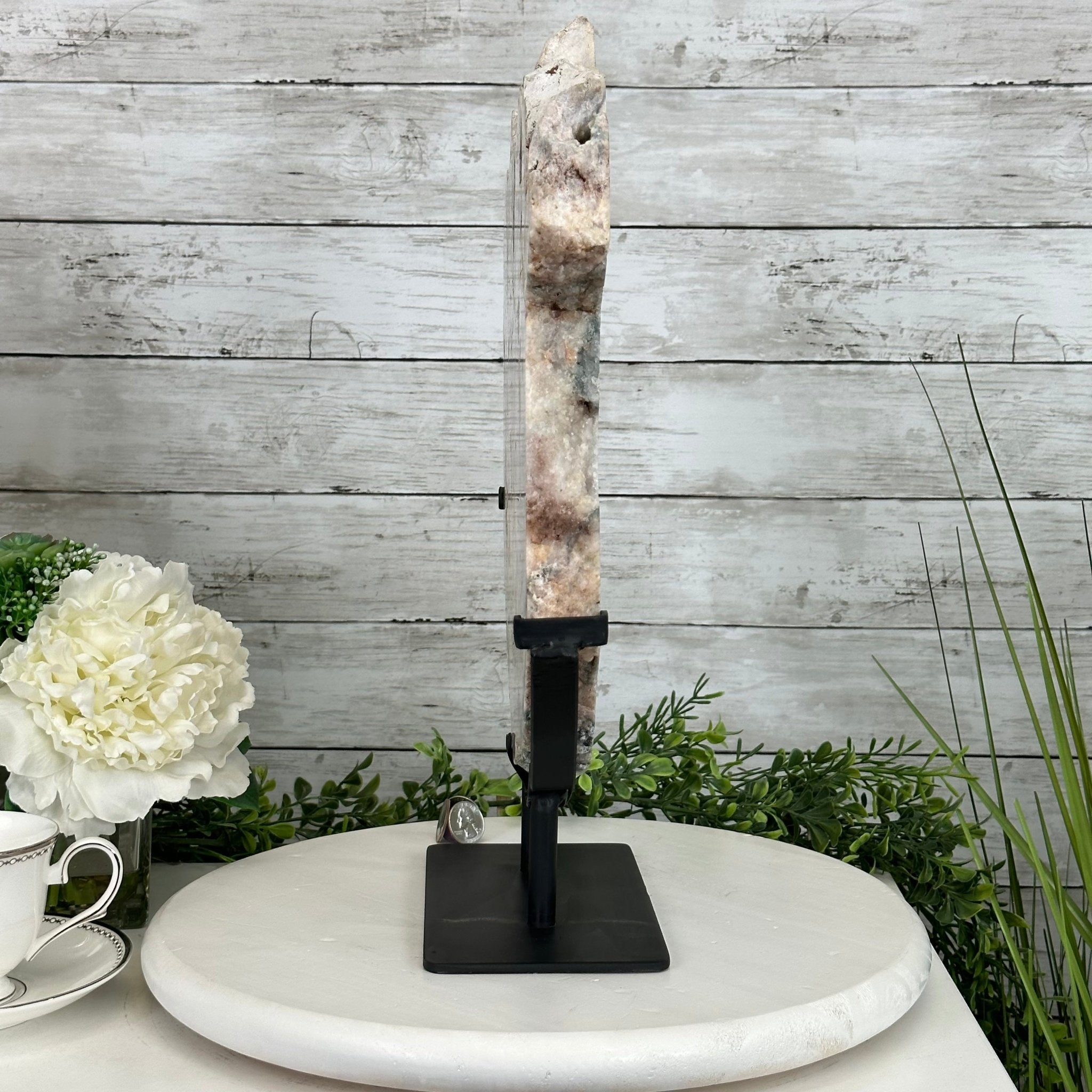 Polished Pink Amethyst Slice on a Stand, 16.8 lbs, 16.2" Tall #5743-0015 by Brazil Gems - Brazil GemsBrazil GemsPolished Pink Amethyst Slice on a Stand, 16.8 lbs, 16.2" Tall #5743-0015 by Brazil GemsSlices on Fixed Bases5743-0015