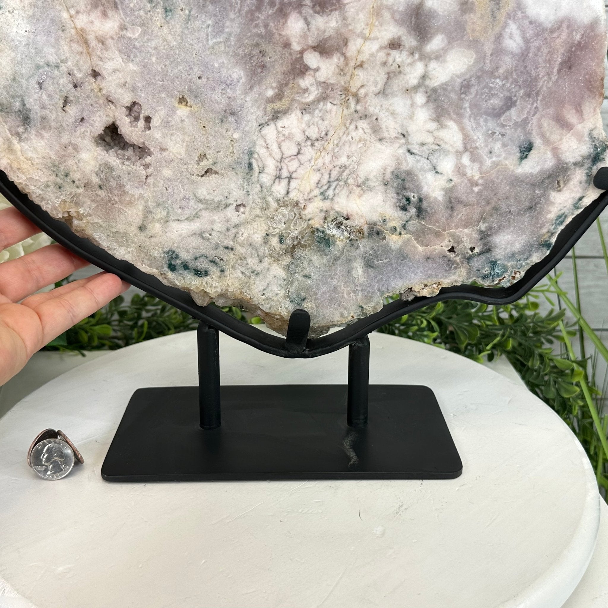 Polished Pink Amethyst Slice on a Stand, 16.8 lbs, 16.2" Tall #5743-0015 by Brazil Gems - Brazil GemsBrazil GemsPolished Pink Amethyst Slice on a Stand, 16.8 lbs, 16.2" Tall #5743-0015 by Brazil GemsSlices on Fixed Bases5743-0015