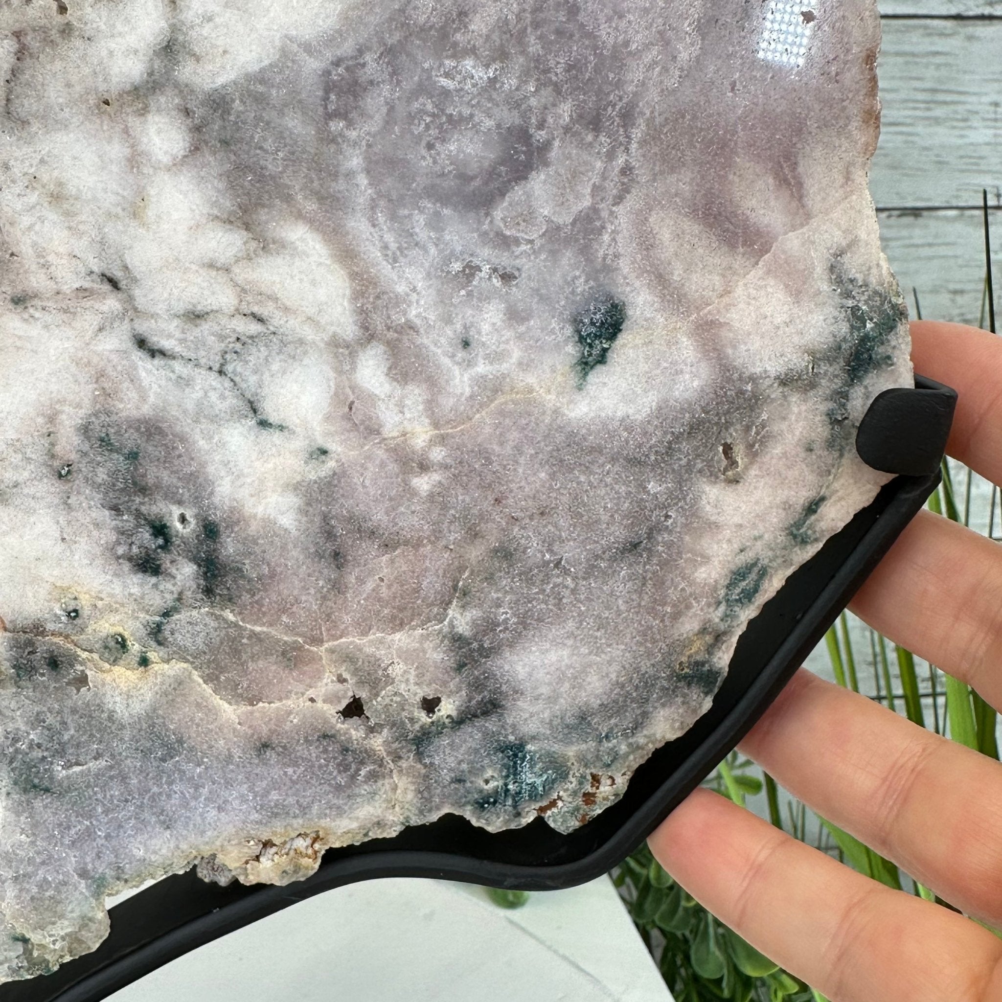 Polished Pink Amethyst Slice on a Stand, 16.8 lbs, 16.2" Tall #5743-0015 by Brazil Gems - Brazil GemsBrazil GemsPolished Pink Amethyst Slice on a Stand, 16.8 lbs, 16.2" Tall #5743-0015 by Brazil GemsSlices on Fixed Bases5743-0015