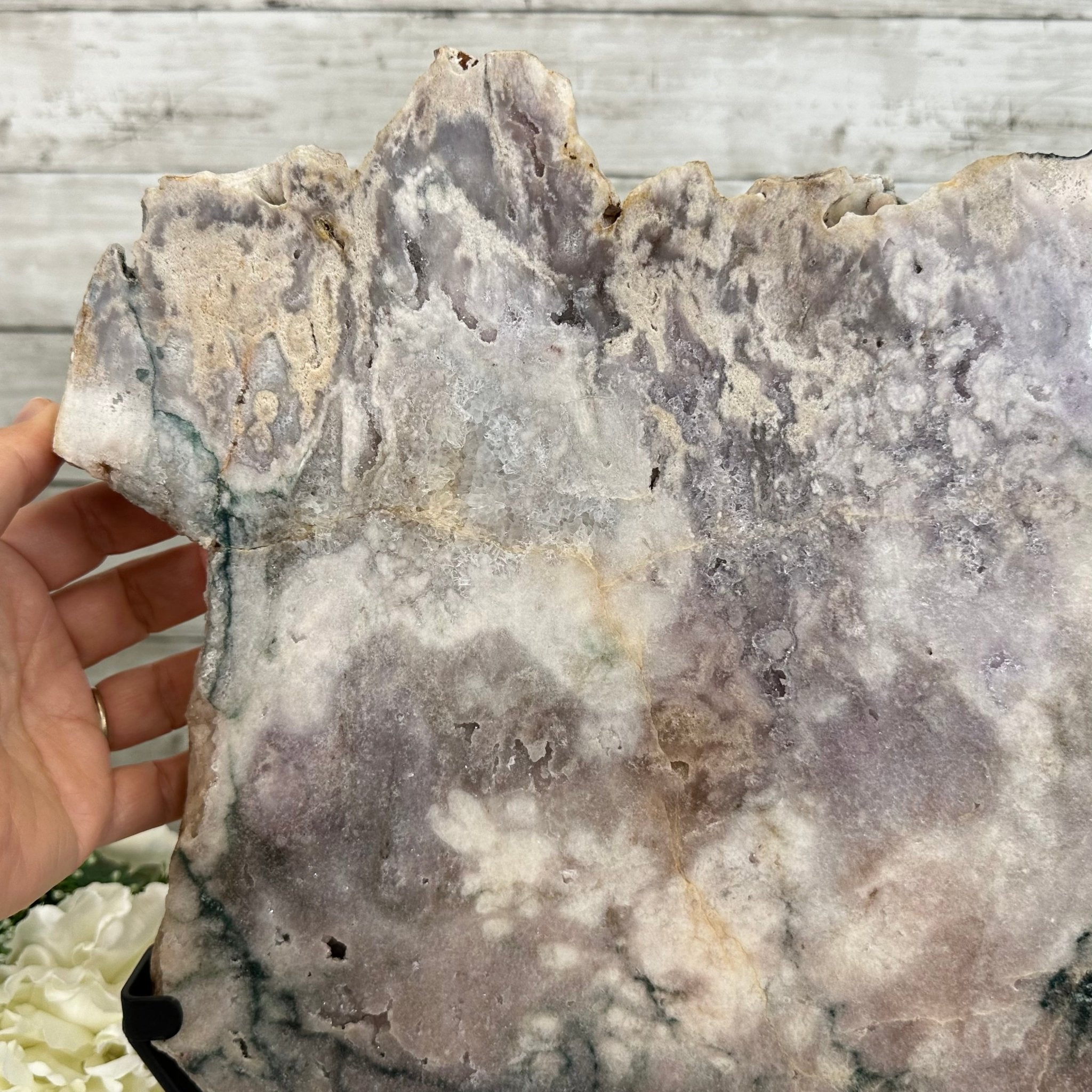 Polished Pink Amethyst Slice on a Stand, 16.8 lbs, 16.2" Tall #5743-0015 by Brazil Gems - Brazil GemsBrazil GemsPolished Pink Amethyst Slice on a Stand, 16.8 lbs, 16.2" Tall #5743-0015 by Brazil GemsSlices on Fixed Bases5743-0015