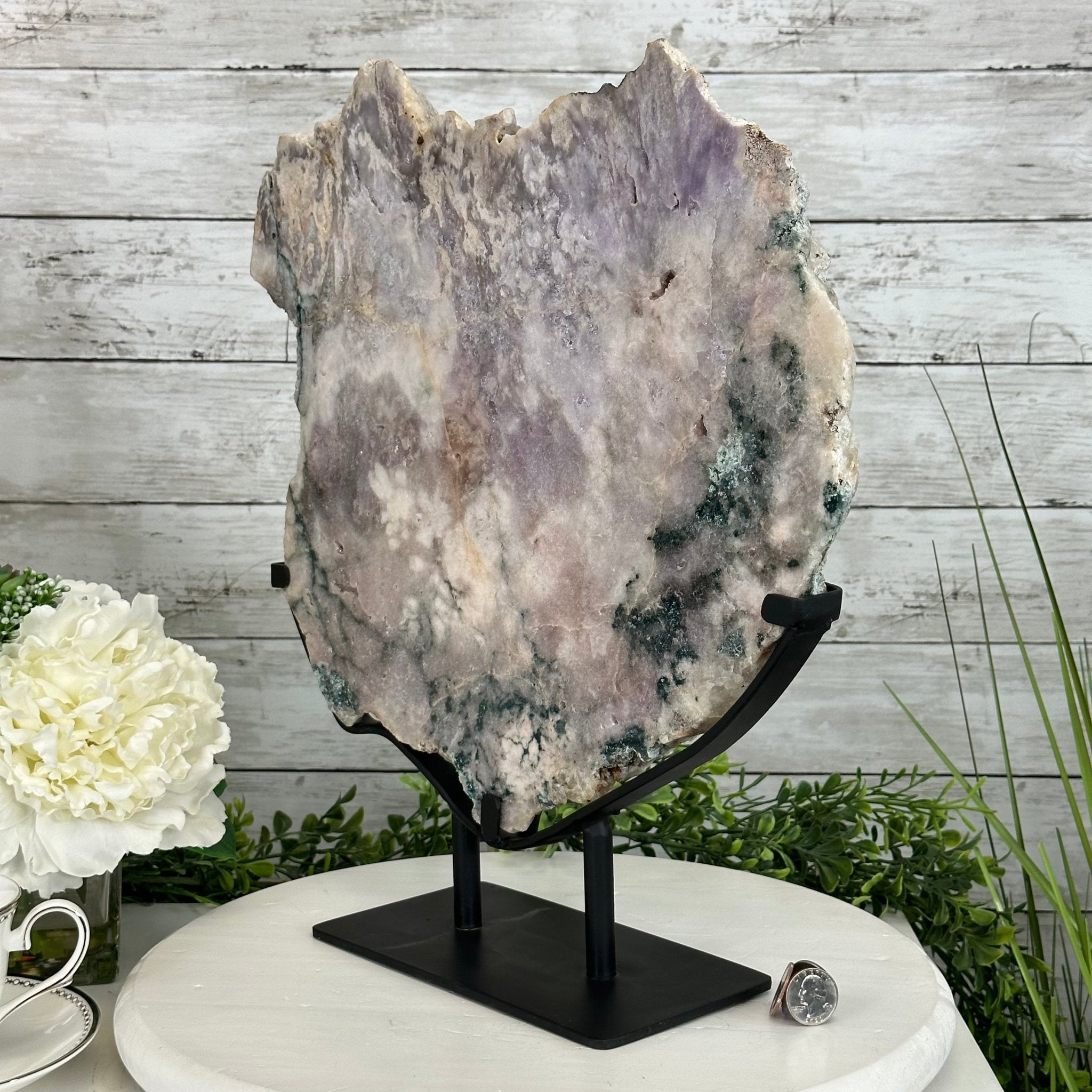 Polished Pink Amethyst Slice on a Stand, 16.8 lbs, 16.2" Tall #5743-0015 by Brazil Gems - Brazil GemsBrazil GemsPolished Pink Amethyst Slice on a Stand, 16.8 lbs, 16.2" Tall #5743-0015 by Brazil GemsSlices on Fixed Bases5743-0015