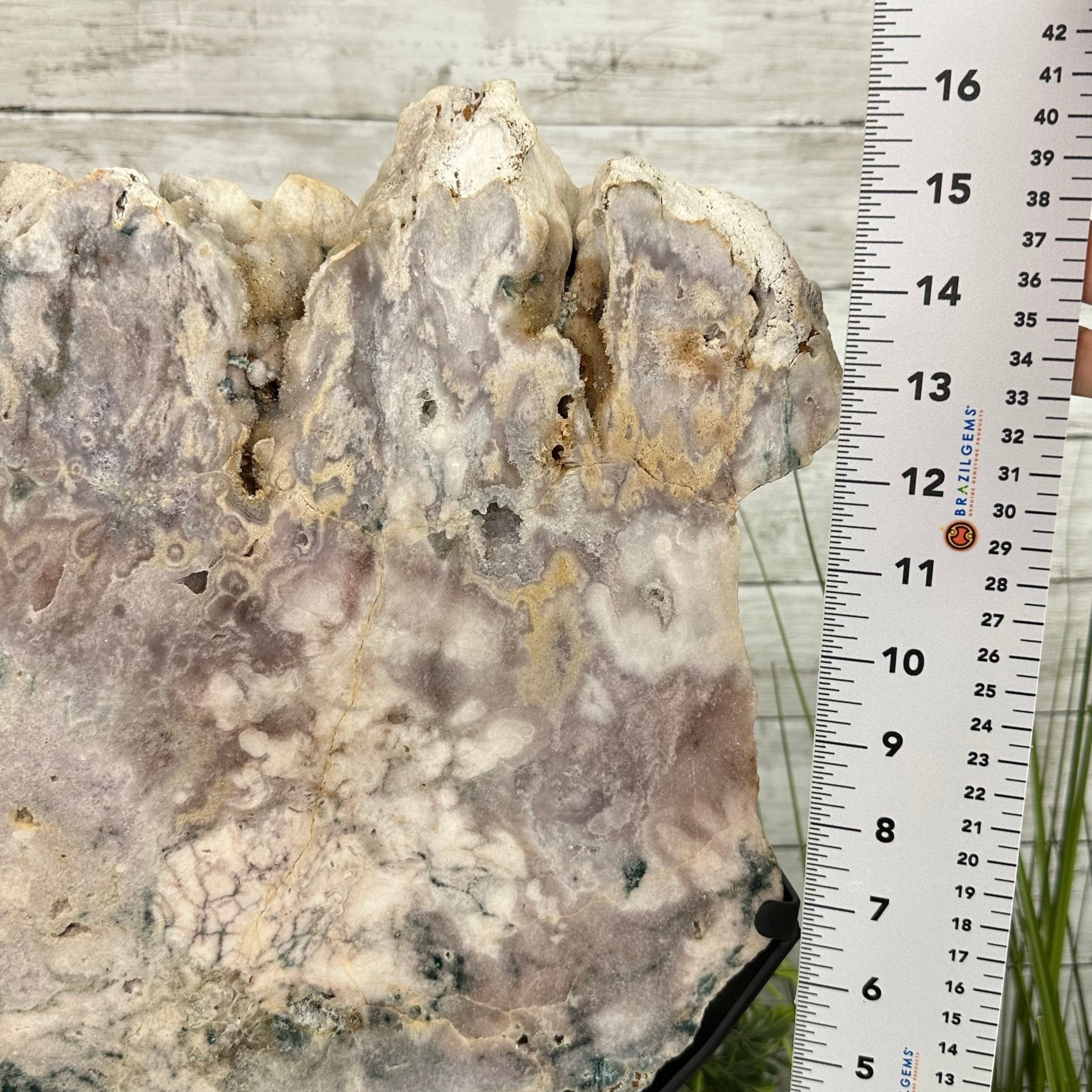 Polished Pink Amethyst Slice on a Stand, 16.8 lbs, 16.2" Tall #5743-0015 by Brazil Gems - Brazil GemsBrazil GemsPolished Pink Amethyst Slice on a Stand, 16.8 lbs, 16.2" Tall #5743-0015 by Brazil GemsSlices on Fixed Bases5743-0015