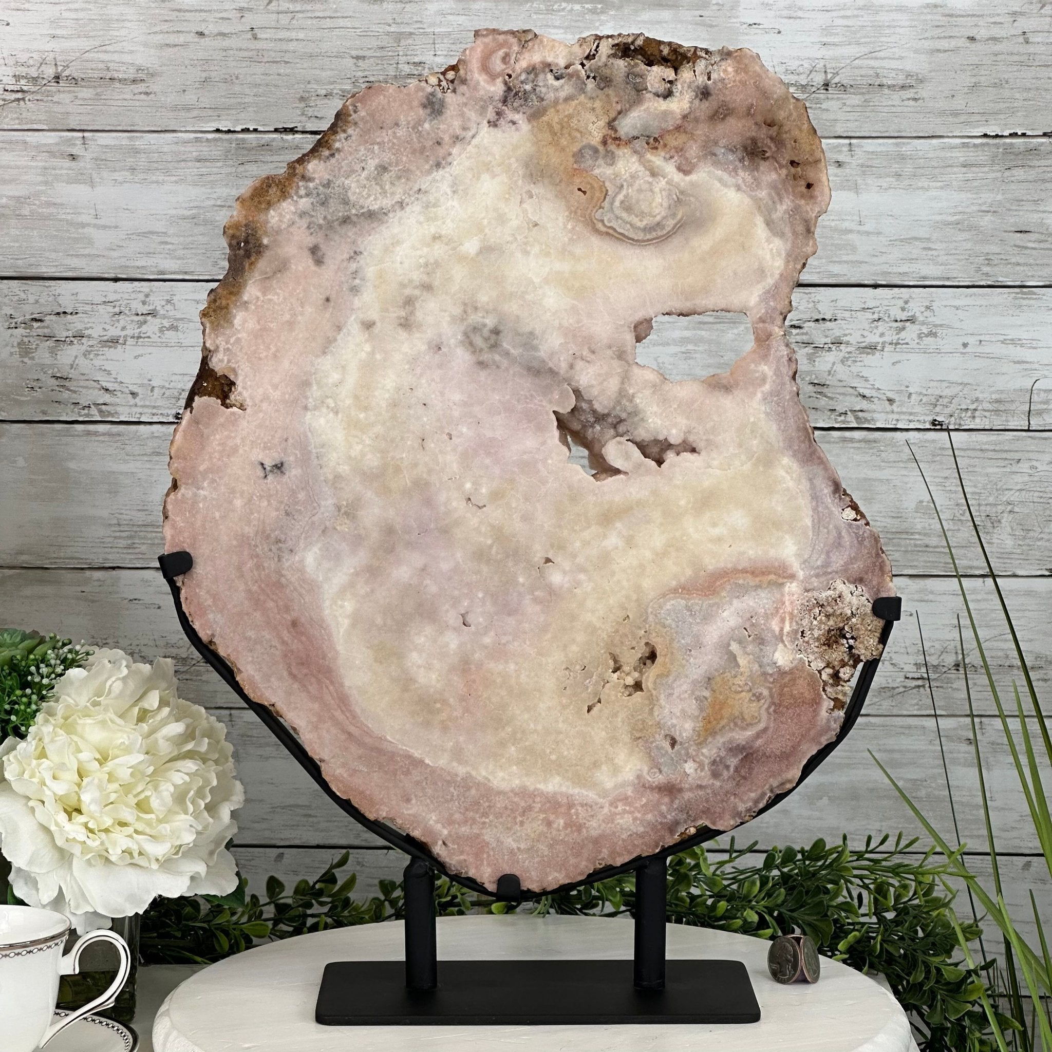Polished Pink Amethyst Slice on a Stand, 20.1 lbs, 19" Tall #5743-0017 by Brazil Gems - Brazil GemsBrazil GemsPolished Pink Amethyst Slice on a Stand, 20.1 lbs, 19" Tall #5743-0017 by Brazil GemsSlices on Fixed Bases5743-0017