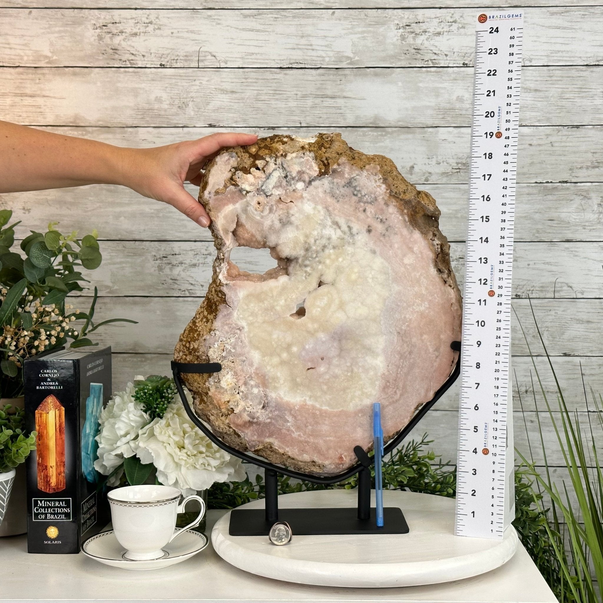 Polished Pink Amethyst Slice on a Stand, 20.1 lbs, 19" Tall #5743-0017 by Brazil Gems - Brazil GemsBrazil GemsPolished Pink Amethyst Slice on a Stand, 20.1 lbs, 19" Tall #5743-0017 by Brazil GemsSlices on Fixed Bases5743-0017