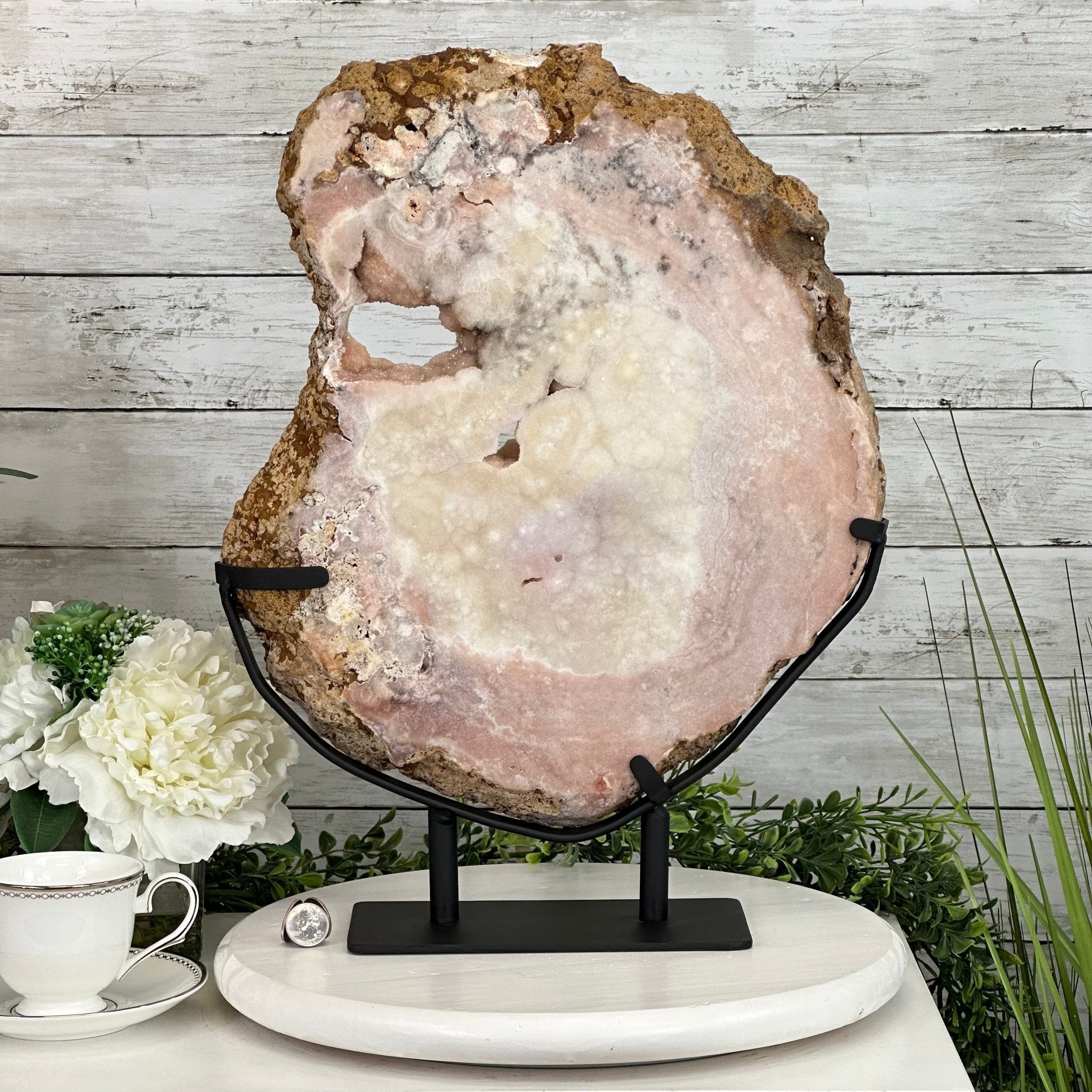 Polished Pink Amethyst Slice on a Stand, 20.1 lbs, 19" Tall #5743-0017 by Brazil Gems - Brazil GemsBrazil GemsPolished Pink Amethyst Slice on a Stand, 20.1 lbs, 19" Tall #5743-0017 by Brazil GemsSlices on Fixed Bases5743-0017