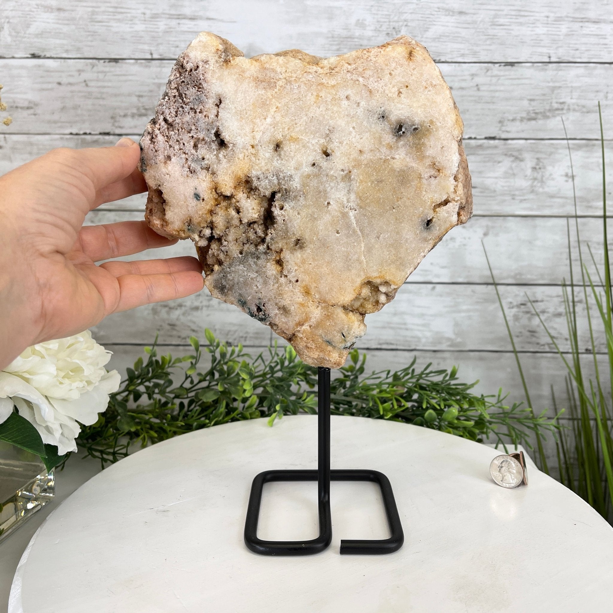 Polished Pink Amethyst Slice on a Stand, 5.2 lbs, 11.9" Tall #5742-0031 by Brazil Gems - Brazil GemsBrazil GemsPolished Pink Amethyst Slice on a Stand, 5.2 lbs, 11.9" Tall #5742-0031 by Brazil GemsSlices on Fixed Bases5742-0031