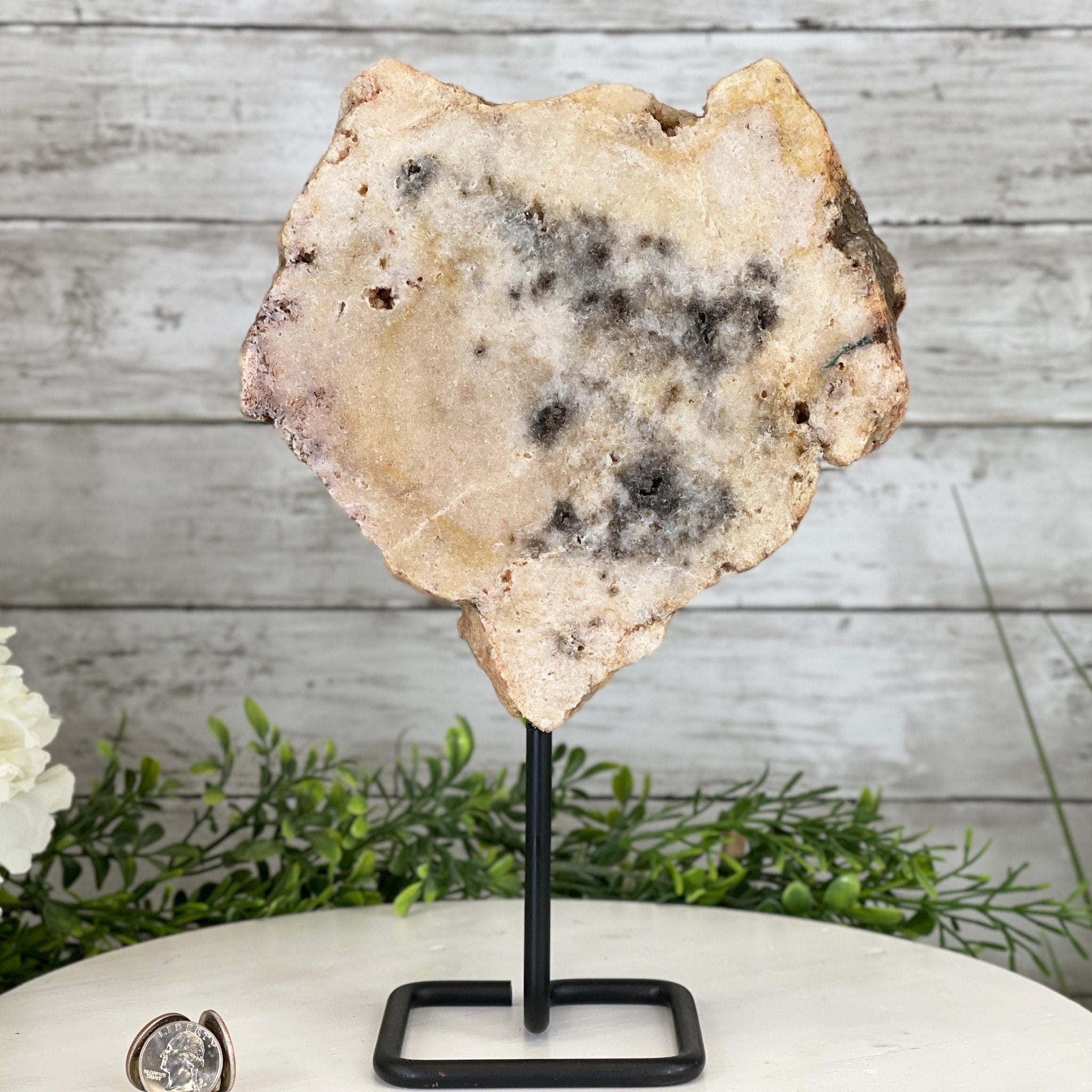 Polished Pink Amethyst Slice on a Stand, 5.2 lbs, 11.9" Tall #5742-0031 by Brazil Gems - Brazil GemsBrazil GemsPolished Pink Amethyst Slice on a Stand, 5.2 lbs, 11.9" Tall #5742-0031 by Brazil GemsSlices on Fixed Bases5742-0031