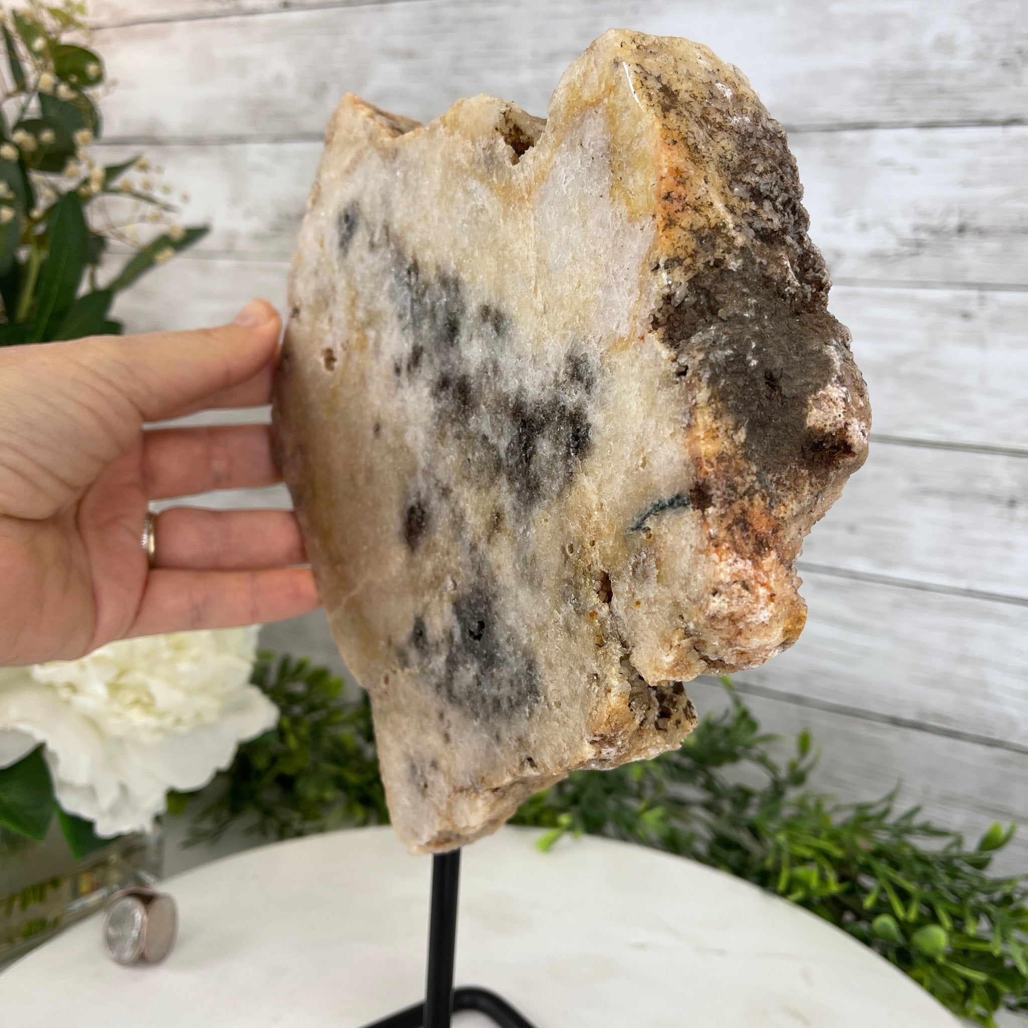 Polished Pink Amethyst Slice on a Stand, 5.2 lbs, 11.9" Tall #5742-0031 by Brazil Gems - Brazil GemsBrazil GemsPolished Pink Amethyst Slice on a Stand, 5.2 lbs, 11.9" Tall #5742-0031 by Brazil GemsSlices on Fixed Bases5742-0031