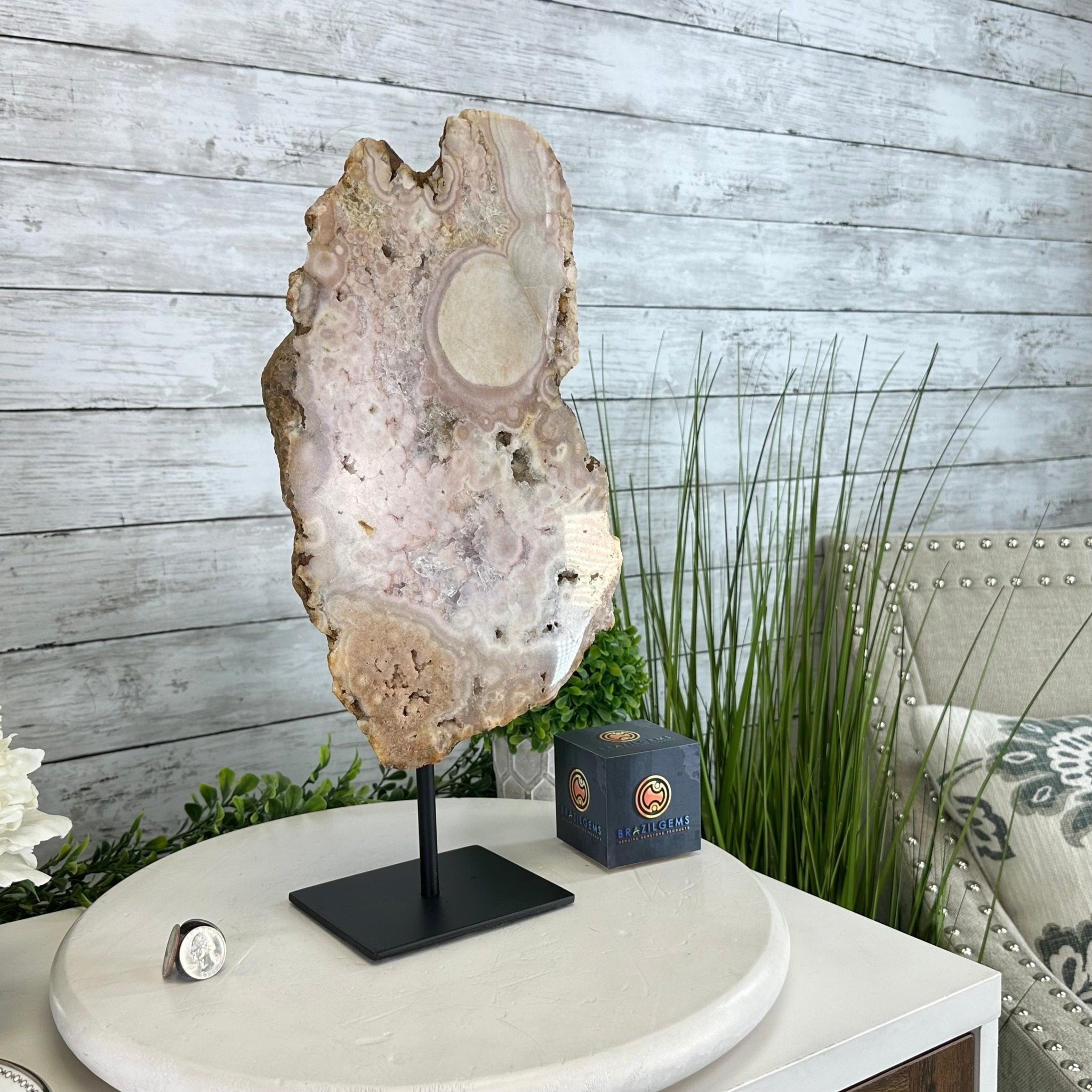 Polished Pink Amethyst Slice on a Stand, 7 lbs & 16.4" Tall #5743-0030 - Brazil GemsBrazil GemsPolished Pink Amethyst Slice on a Stand, 7 lbs & 16.4" Tall #5743-0030Slices on Fixed Bases5743-0030