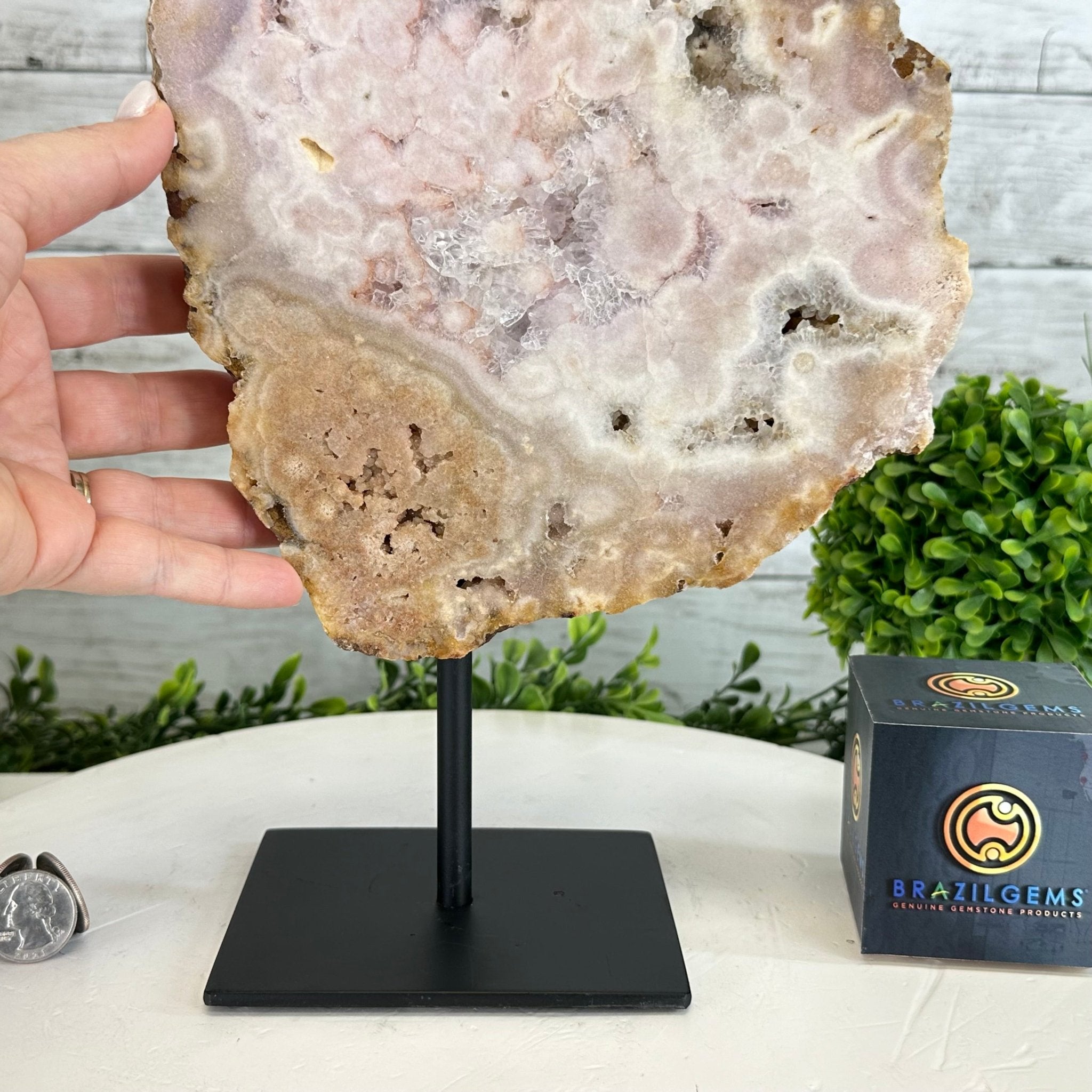 Polished Pink Amethyst Slice on a Stand, 7 lbs & 16.4" Tall #5743-0030 - Brazil GemsBrazil GemsPolished Pink Amethyst Slice on a Stand, 7 lbs & 16.4" Tall #5743-0030Slices on Fixed Bases5743-0030