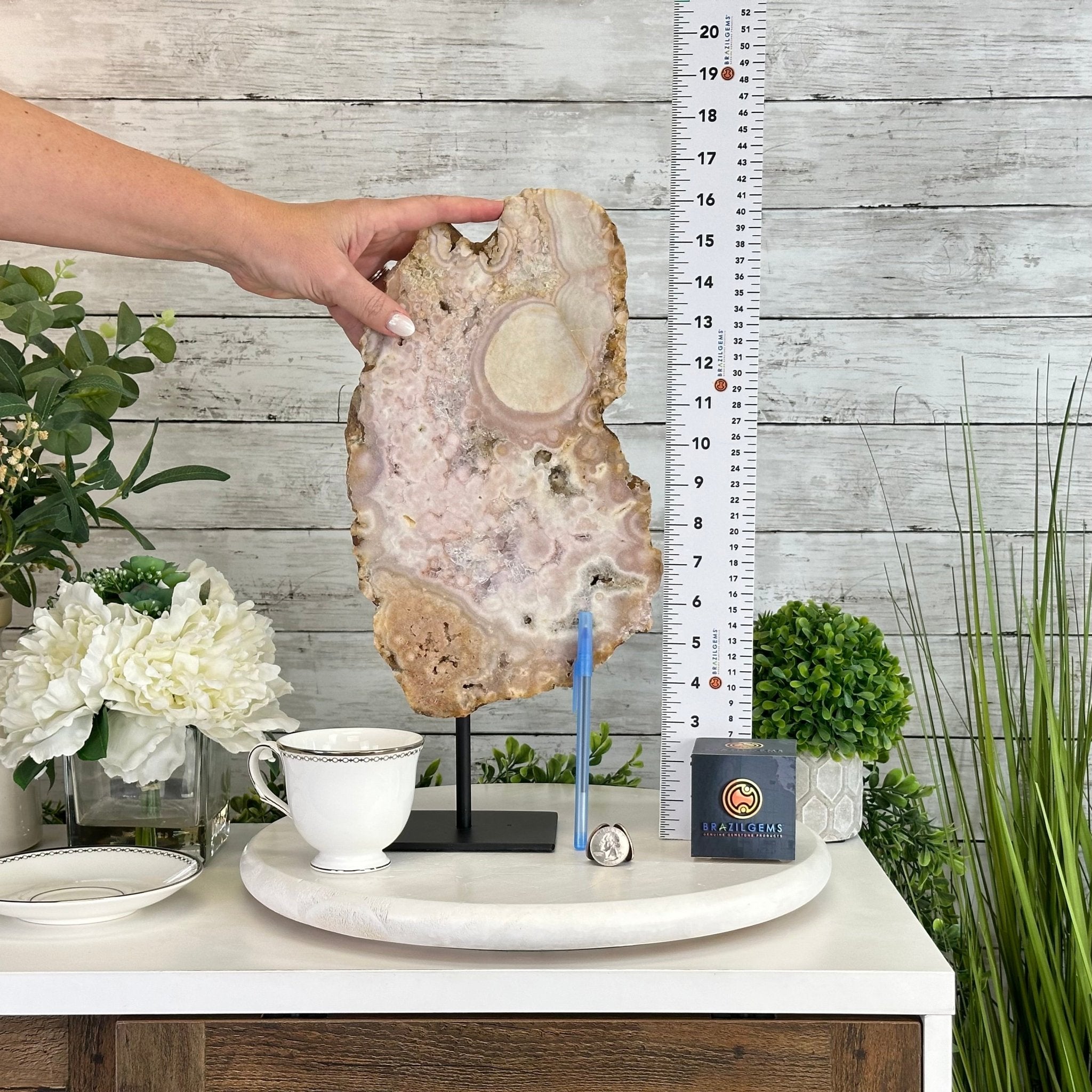 Polished Pink Amethyst Slice on a Stand, 7 lbs & 16.4" Tall #5743-0030 - Brazil GemsBrazil GemsPolished Pink Amethyst Slice on a Stand, 7 lbs & 16.4" Tall #5743-0030Slices on Fixed Bases5743-0030