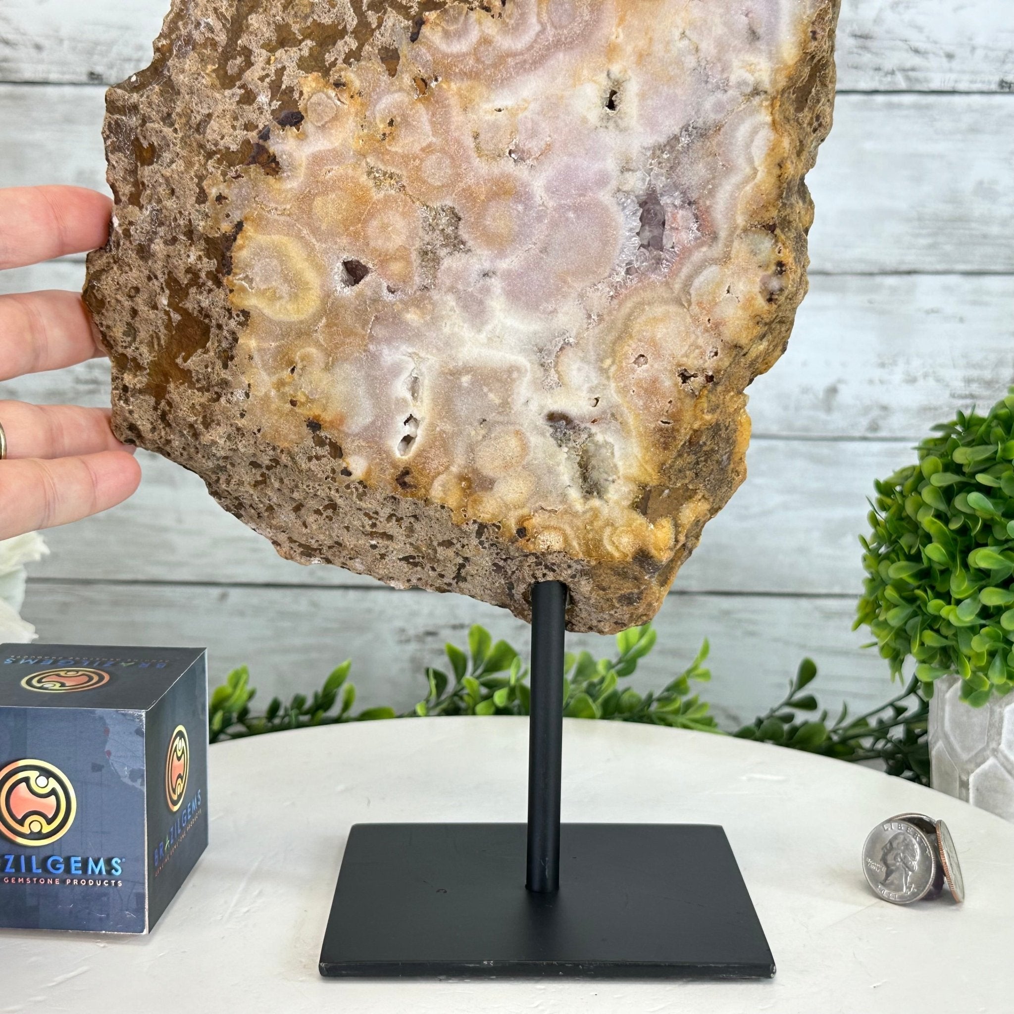 Polished Pink Amethyst Slice on a Stand, 7 lbs & 16.4" Tall #5743-0030 - Brazil GemsBrazil GemsPolished Pink Amethyst Slice on a Stand, 7 lbs & 16.4" Tall #5743-0030Slices on Fixed Bases5743-0030