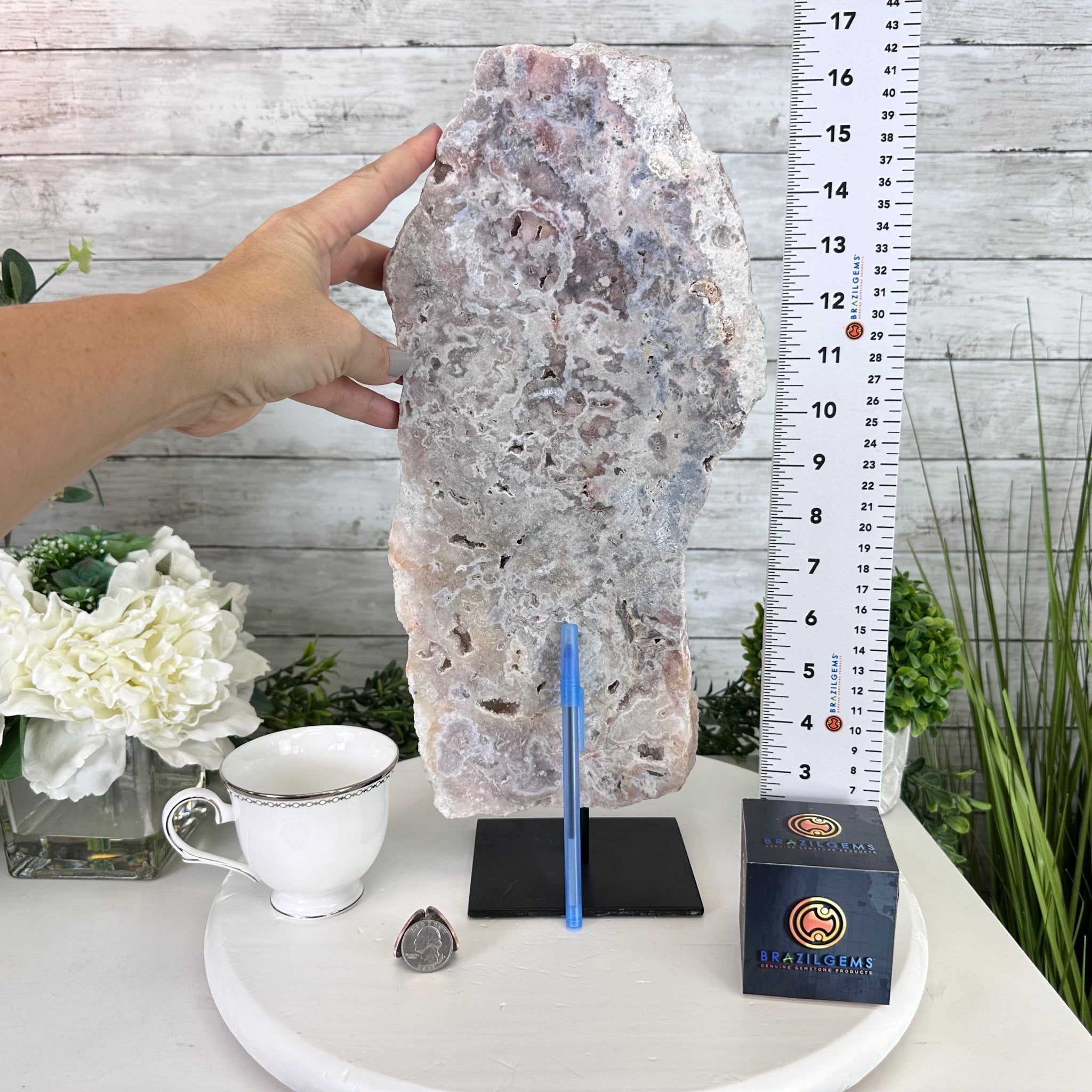 Polished Pink Amethyst Slice on a Stand, 7.8 lbs, 16.5" Tall #5743-0023 - Brazil GemsBrazil GemsPolished Pink Amethyst Slice on a Stand, 7.8 lbs, 16.5" Tall #5743-0023Slices on Fixed Bases5743-0023
