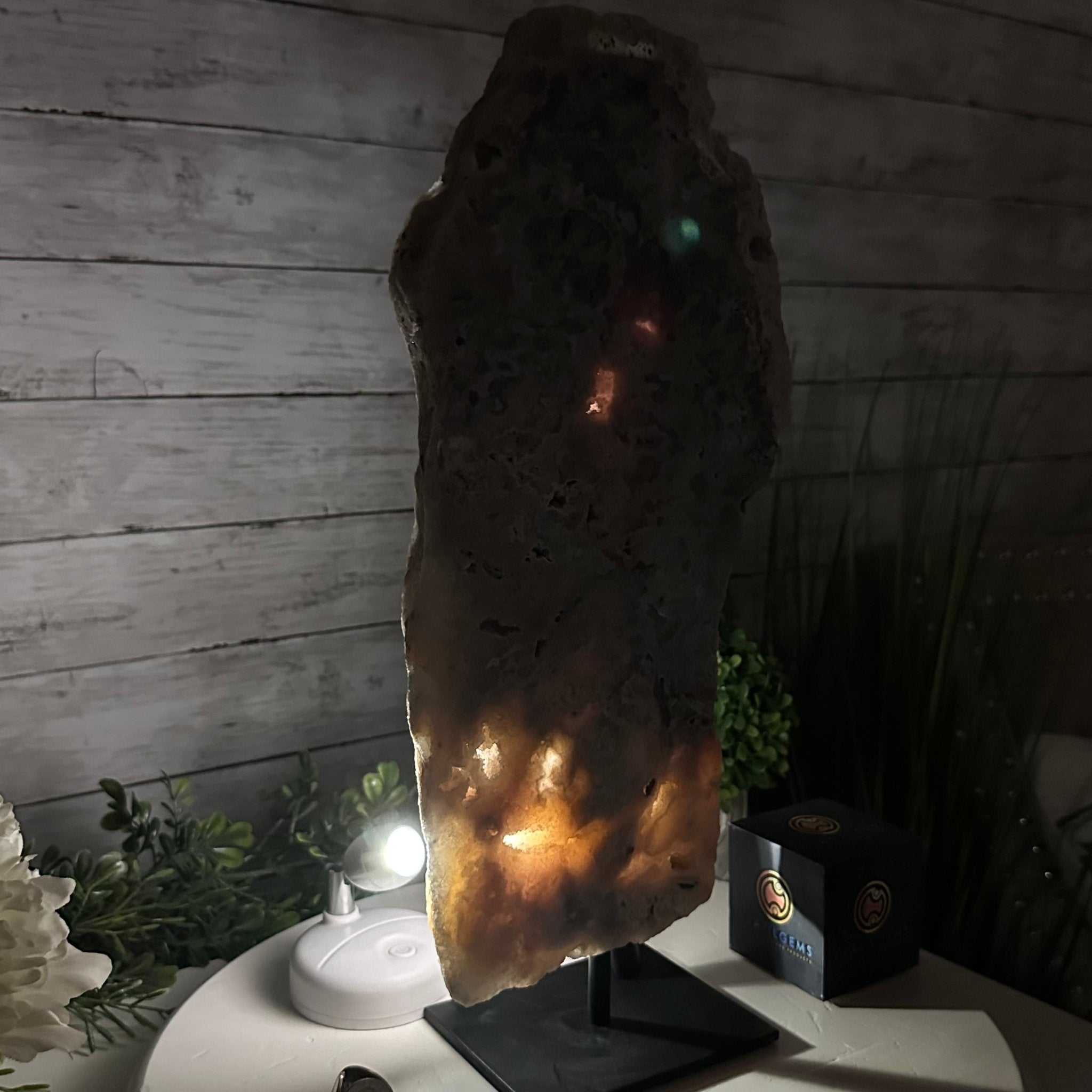 Polished Pink Amethyst Slice on a Stand, 7.8 lbs, 16.5" Tall #5743-0023 - Brazil GemsBrazil GemsPolished Pink Amethyst Slice on a Stand, 7.8 lbs, 16.5" Tall #5743-0023Slices on Fixed Bases5743-0023