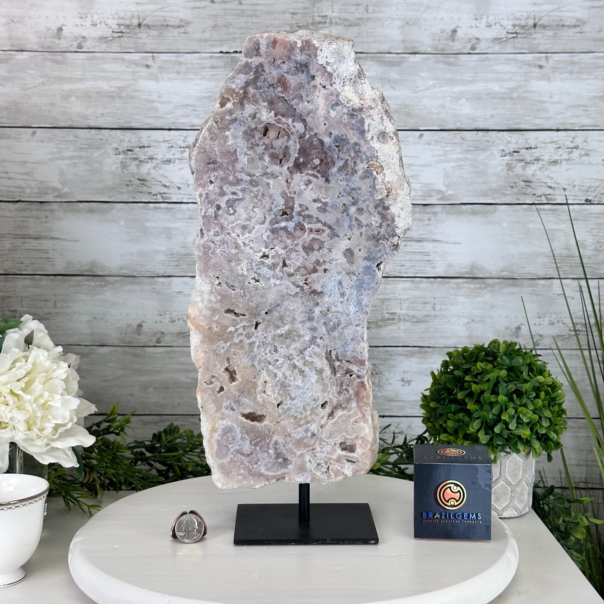 Polished Pink Amethyst Slice on a Stand, 7.8 lbs, 16.5" Tall #5743-0023 - Brazil GemsBrazil GemsPolished Pink Amethyst Slice on a Stand, 7.8 lbs, 16.5" Tall #5743-0023Slices on Fixed Bases5743-0023