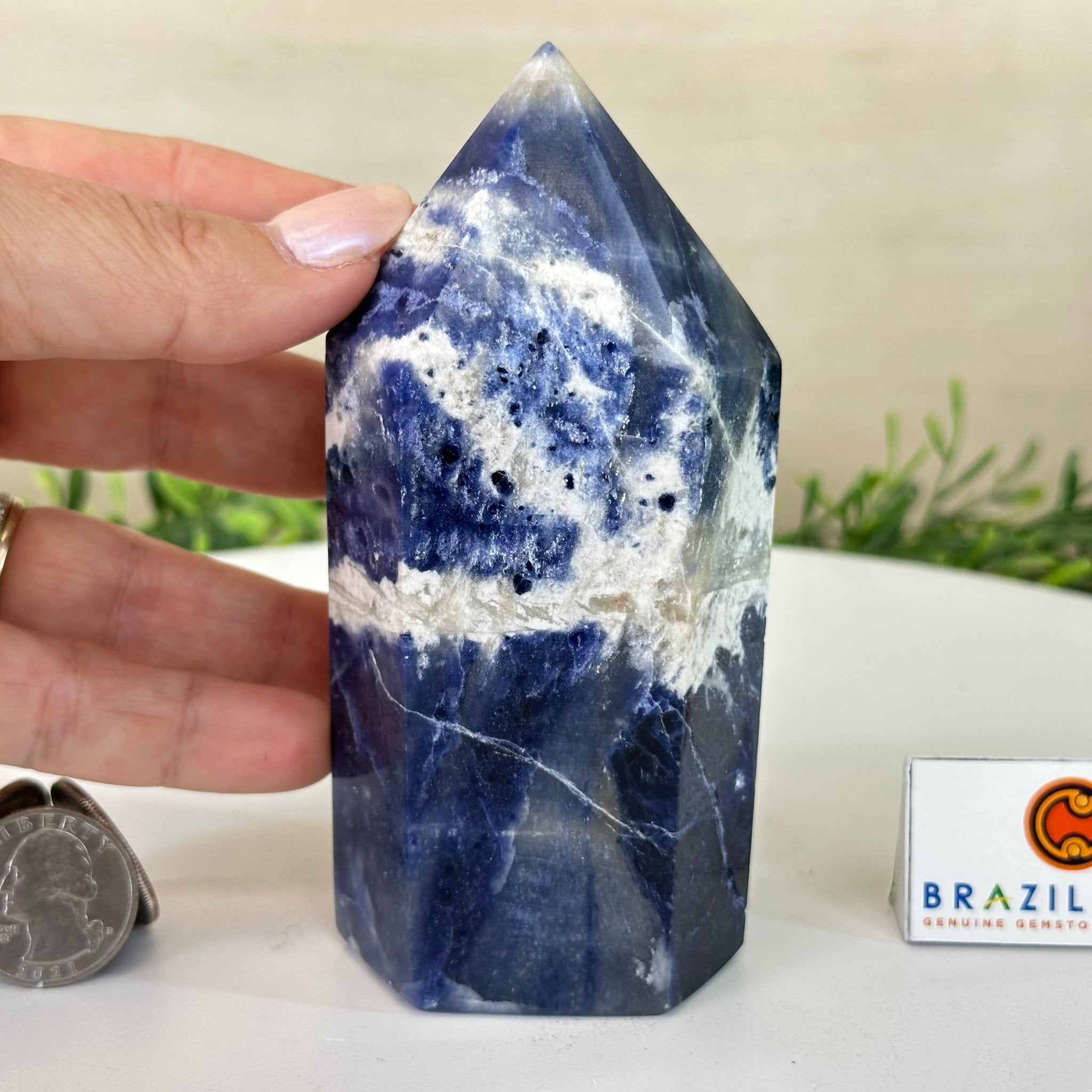 Polished Sodalite Crystal Tower 4.9" Tall #3106SO - 003 - Brazil GemsBrazil GemsPolished Sodalite Crystal Tower 4.9" Tall #3106SO - 003Crystal Points3106SO - 003
