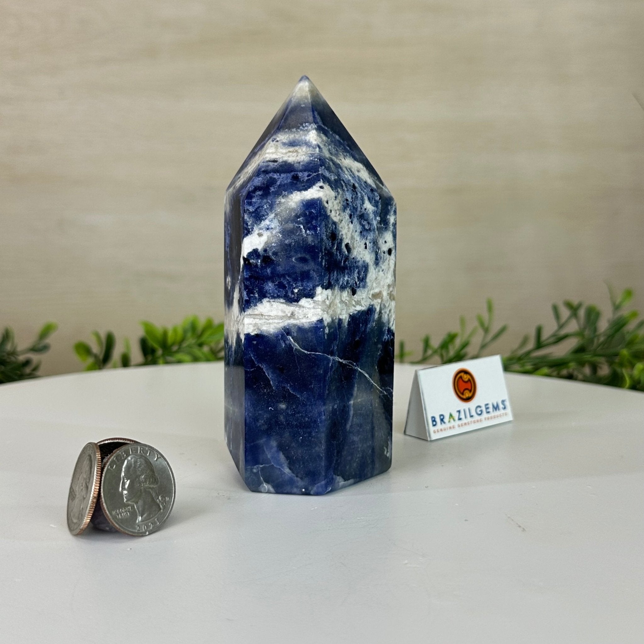 Polished Sodalite Crystal Tower 4.9" Tall #3106SO - 003 - Brazil GemsBrazil GemsPolished Sodalite Crystal Tower 4.9" Tall #3106SO - 003Crystal Points3106SO - 003