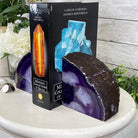 Purple Dyed Brazilian Agate Stone Bookends, 13.7 lbs & 5.3" tall Model #5151PU-033 by Brazil Gems - Brazil GemsBrazil GemsPurple Dyed Brazilian Agate Stone Bookends, 13.7 lbs & 5.3" tall Model #5151PU-033 by Brazil GemsBookends5151PU-033