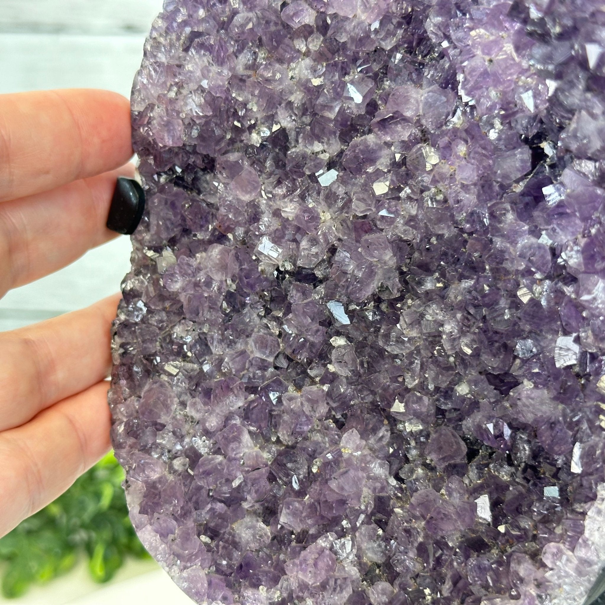 Quality Amethyst Cluster on a Metal Base, 10.1 lbs & 11" Tall #5491 - 0045 - Brazil GemsBrazil GemsQuality Amethyst Cluster on a Metal Base, 10.1 lbs & 11" Tall #5491 - 0045Clusters on Fixed Bases5491 - 0045