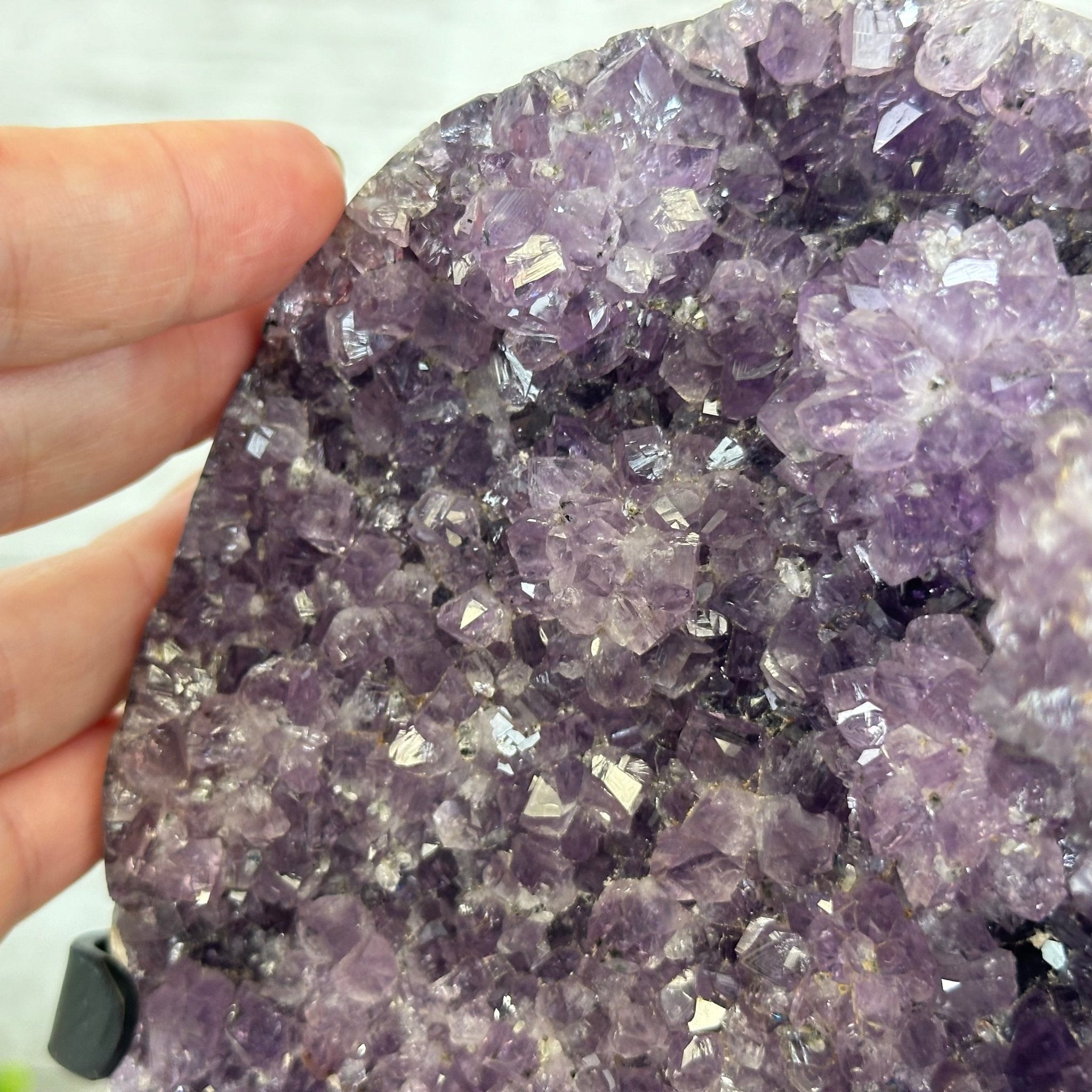 Quality Amethyst Cluster on a Metal Base, 10.1 lbs & 11" Tall #5491 - 0045 - Brazil GemsBrazil GemsQuality Amethyst Cluster on a Metal Base, 10.1 lbs & 11" Tall #5491 - 0045Clusters on Fixed Bases5491 - 0045