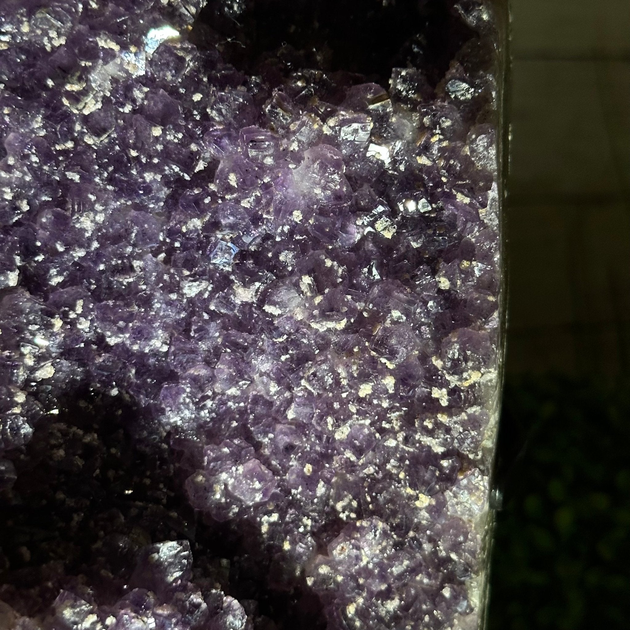 Quality Amethyst Cluster on a Metal Base, 10.9 lbs & 12.25" Tall #5491 - 0047 - Brazil GemsBrazil GemsQuality Amethyst Cluster on a Metal Base, 10.9 lbs & 12.25" Tall #5491 - 0047Clusters on Fixed Bases5491 - 0047