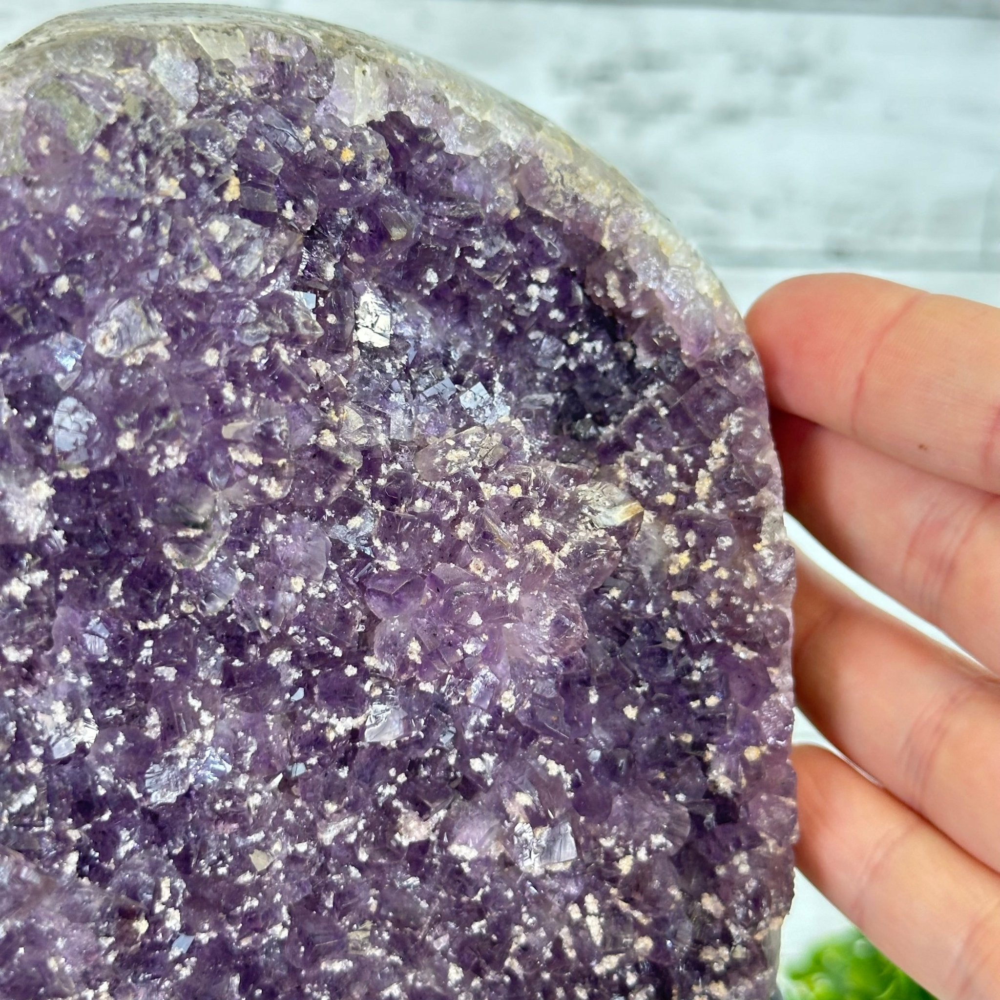 Quality Amethyst Cluster on a Metal Base, 10.9 lbs & 12.25" Tall #5491 - 0047 - Brazil GemsBrazil GemsQuality Amethyst Cluster on a Metal Base, 10.9 lbs & 12.25" Tall #5491 - 0047Clusters on Fixed Bases5491 - 0047