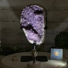 Quality Amethyst Cluster on a Metal Base, 10.9 lbs & 12.25" Tall #5491 - 0047 - Brazil GemsBrazil GemsQuality Amethyst Cluster on a Metal Base, 10.9 lbs & 12.25" Tall #5491 - 0047Clusters on Fixed Bases5491 - 0047