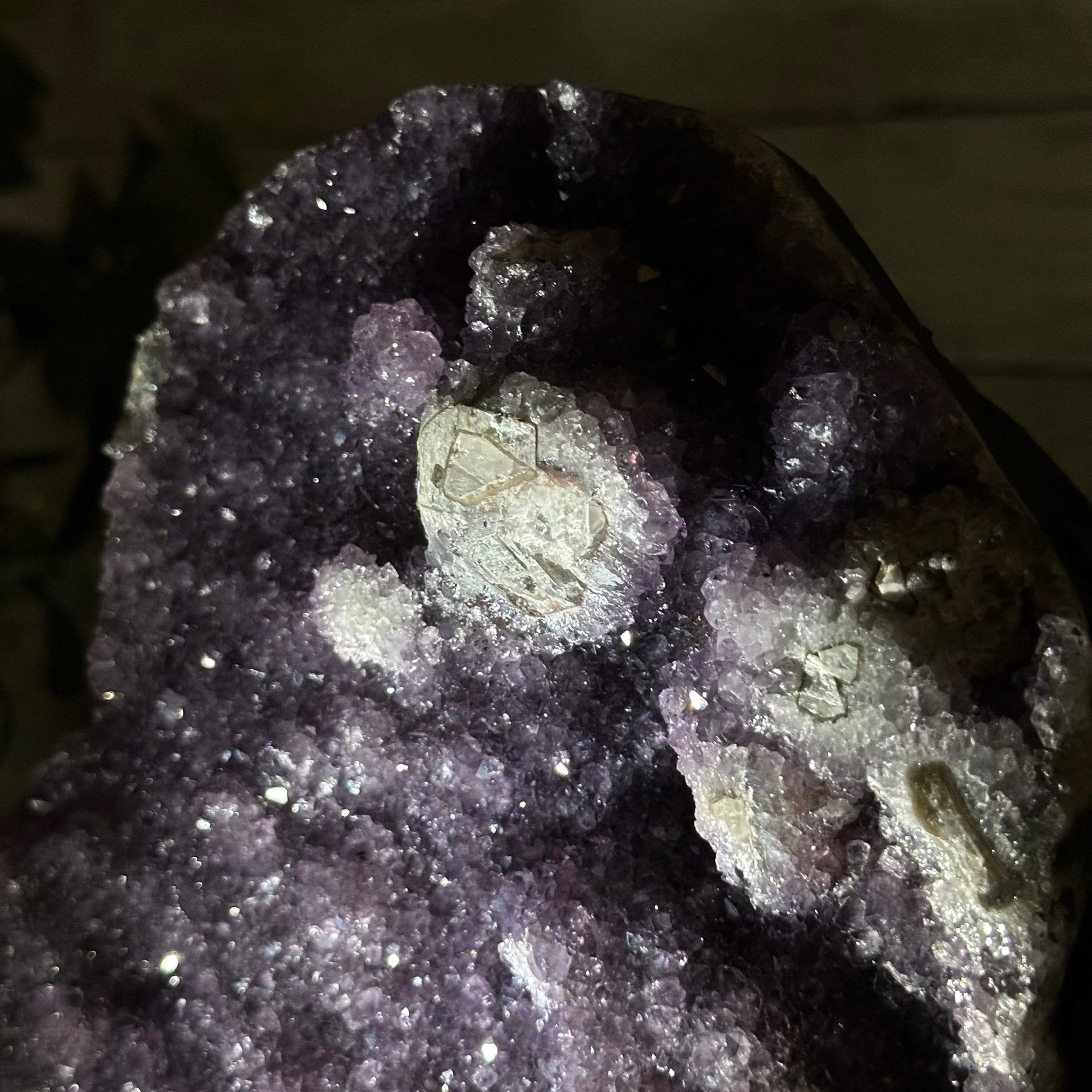 Quality Amethyst Cluster on a Metal Base, 12.7 lbs & 12.75" Tall #5491 - 0044 - Brazil GemsBrazil GemsQuality Amethyst Cluster on a Metal Base, 12.7 lbs & 12.75" Tall #5491 - 0044Clusters on Fixed Bases5491 - 0044
