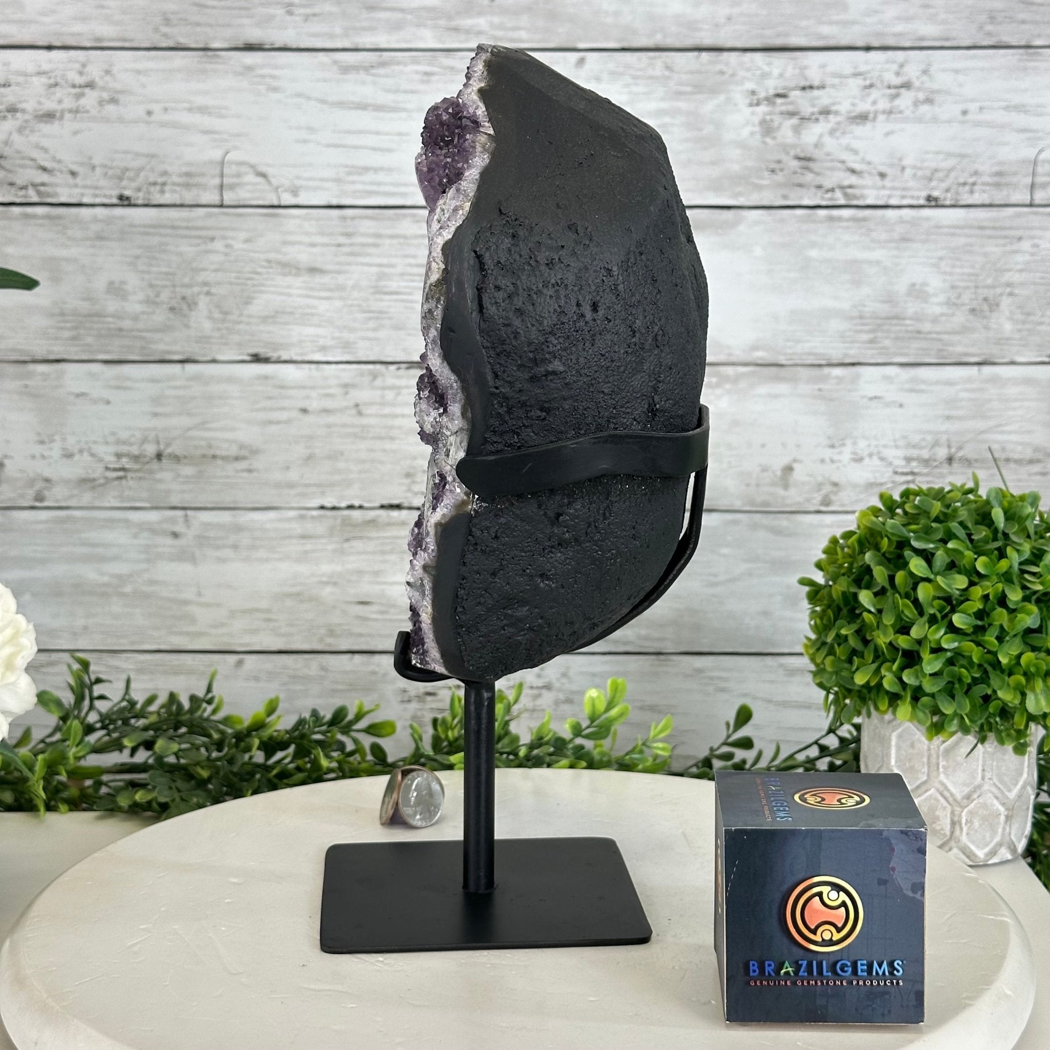 Quality Amethyst Cluster on a Metal Base, 12.7 lbs & 12.75" Tall #5491 - 0044 - Brazil GemsBrazil GemsQuality Amethyst Cluster on a Metal Base, 12.7 lbs & 12.75" Tall #5491 - 0044Clusters on Fixed Bases5491 - 0044