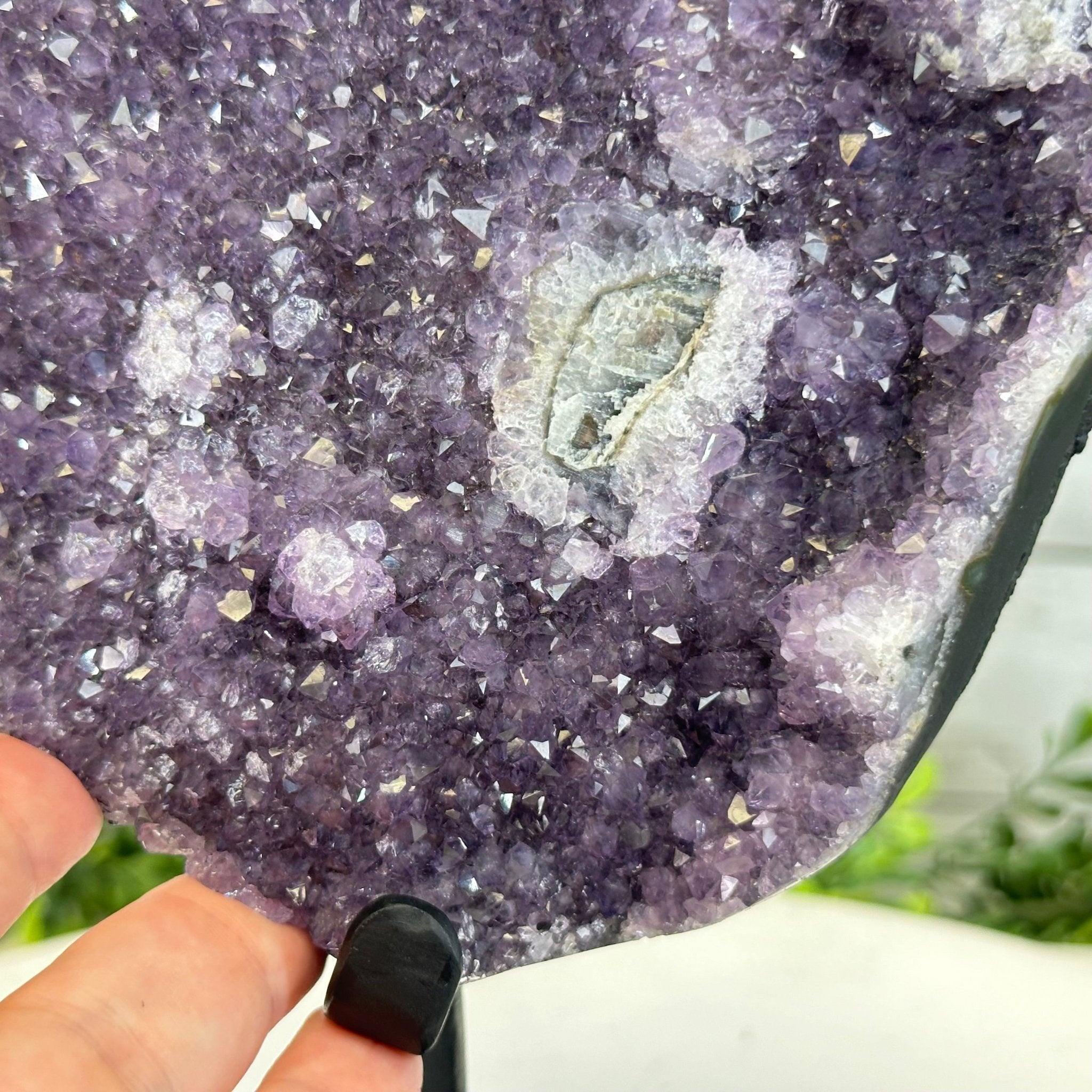Quality Amethyst Cluster on a Metal Base, 12.7 lbs & 12.75" Tall #5491 - 0044 - Brazil GemsBrazil GemsQuality Amethyst Cluster on a Metal Base, 12.7 lbs & 12.75" Tall #5491 - 0044Clusters on Fixed Bases5491 - 0044