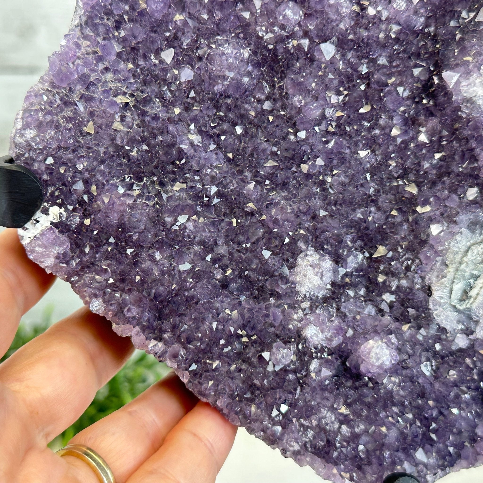 Quality Amethyst Cluster on a Metal Base, 12.7 lbs & 12.75" Tall #5491 - 0044 - Brazil GemsBrazil GemsQuality Amethyst Cluster on a Metal Base, 12.7 lbs & 12.75" Tall #5491 - 0044Clusters on Fixed Bases5491 - 0044