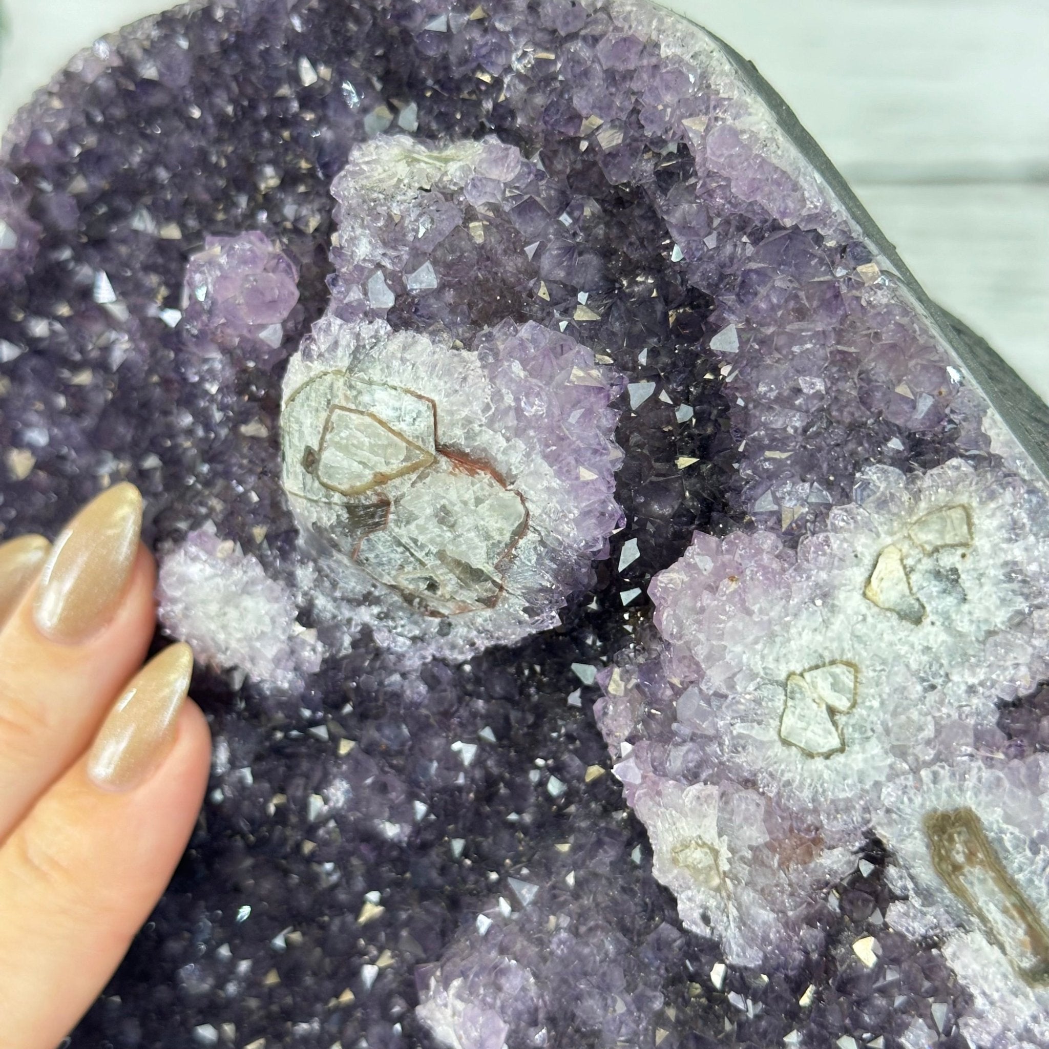 Quality Amethyst Cluster on a Metal Base, 12.7 lbs & 12.75" Tall #5491 - 0044 - Brazil GemsBrazil GemsQuality Amethyst Cluster on a Metal Base, 12.7 lbs & 12.75" Tall #5491 - 0044Clusters on Fixed Bases5491 - 0044
