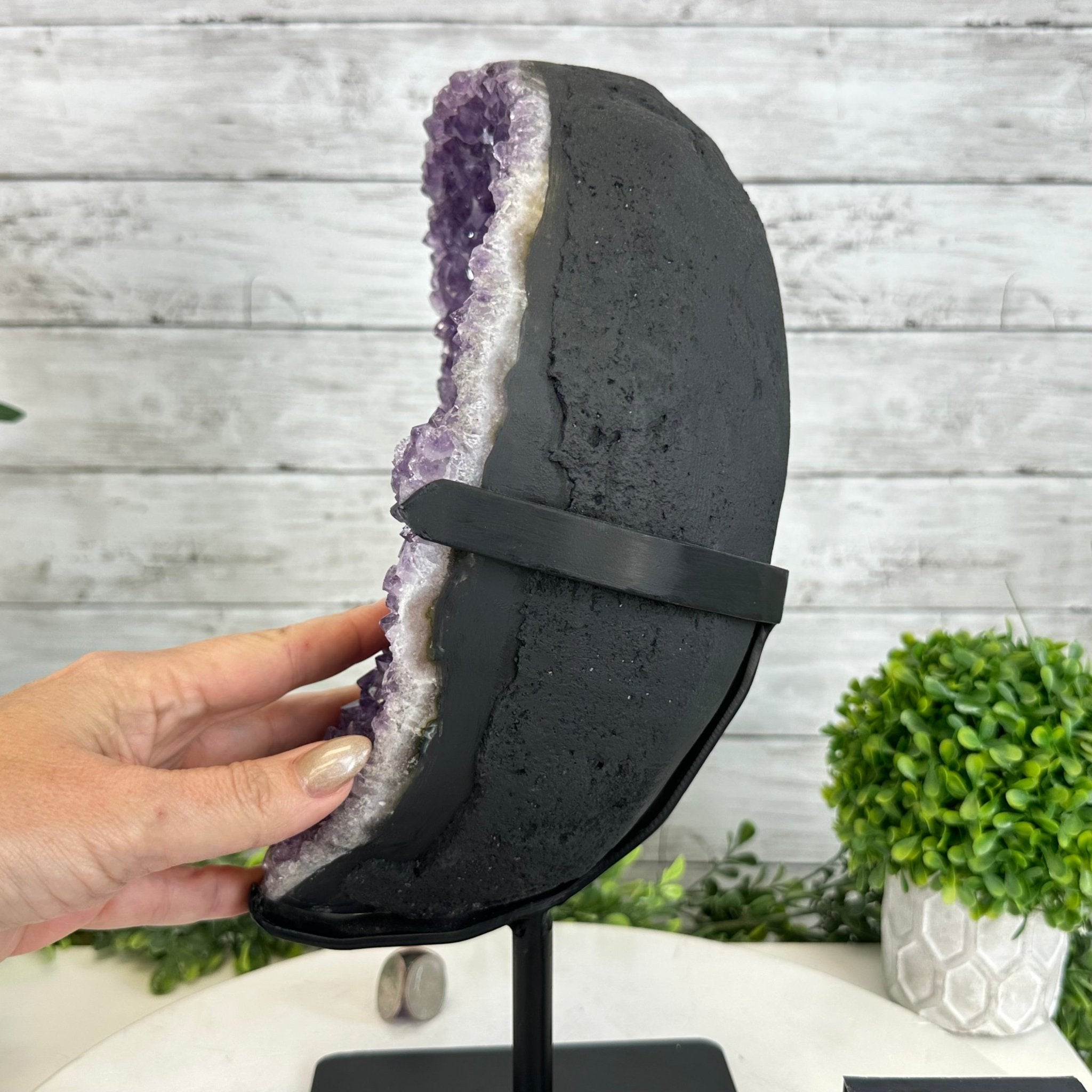 Quality Amethyst Cluster on a Metal Base, 13.9 lbs & 13.6" Tall #5491 - 0052 - Brazil GemsBrazil GemsQuality Amethyst Cluster on a Metal Base, 13.9 lbs & 13.6" Tall #5491 - 0052Clusters on Fixed Bases5491 - 0052