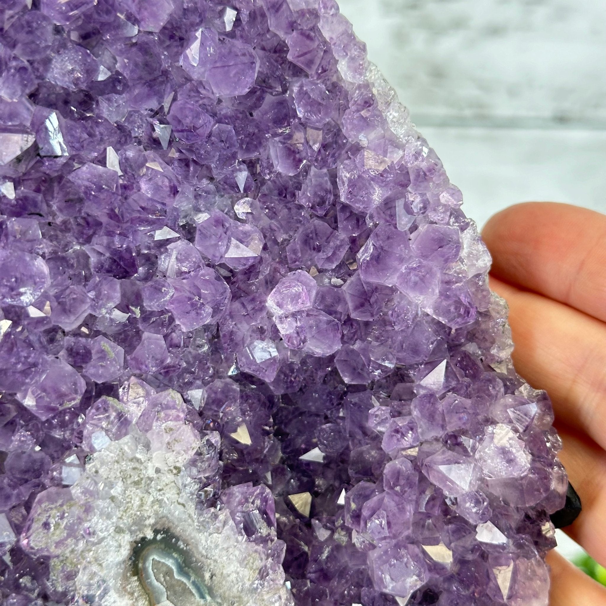 Quality Amethyst Cluster on a Metal Base, 13.9 lbs & 13.6" Tall #5491 - 0052 - Brazil GemsBrazil GemsQuality Amethyst Cluster on a Metal Base, 13.9 lbs & 13.6" Tall #5491 - 0052Clusters on Fixed Bases5491 - 0052