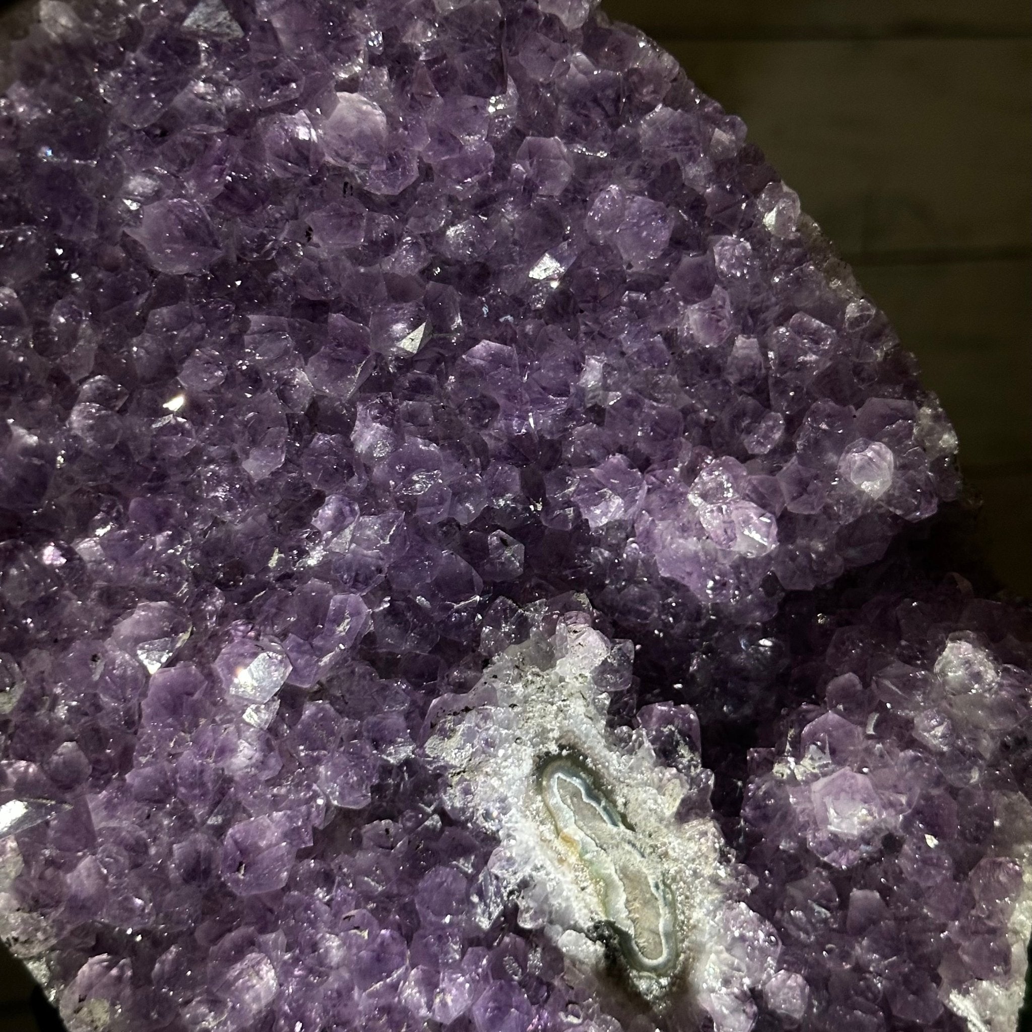 Quality Amethyst Cluster on a Metal Base, 13.9 lbs & 13.6" Tall #5491 - 0052 - Brazil GemsBrazil GemsQuality Amethyst Cluster on a Metal Base, 13.9 lbs & 13.6" Tall #5491 - 0052Clusters on Fixed Bases5491 - 0052