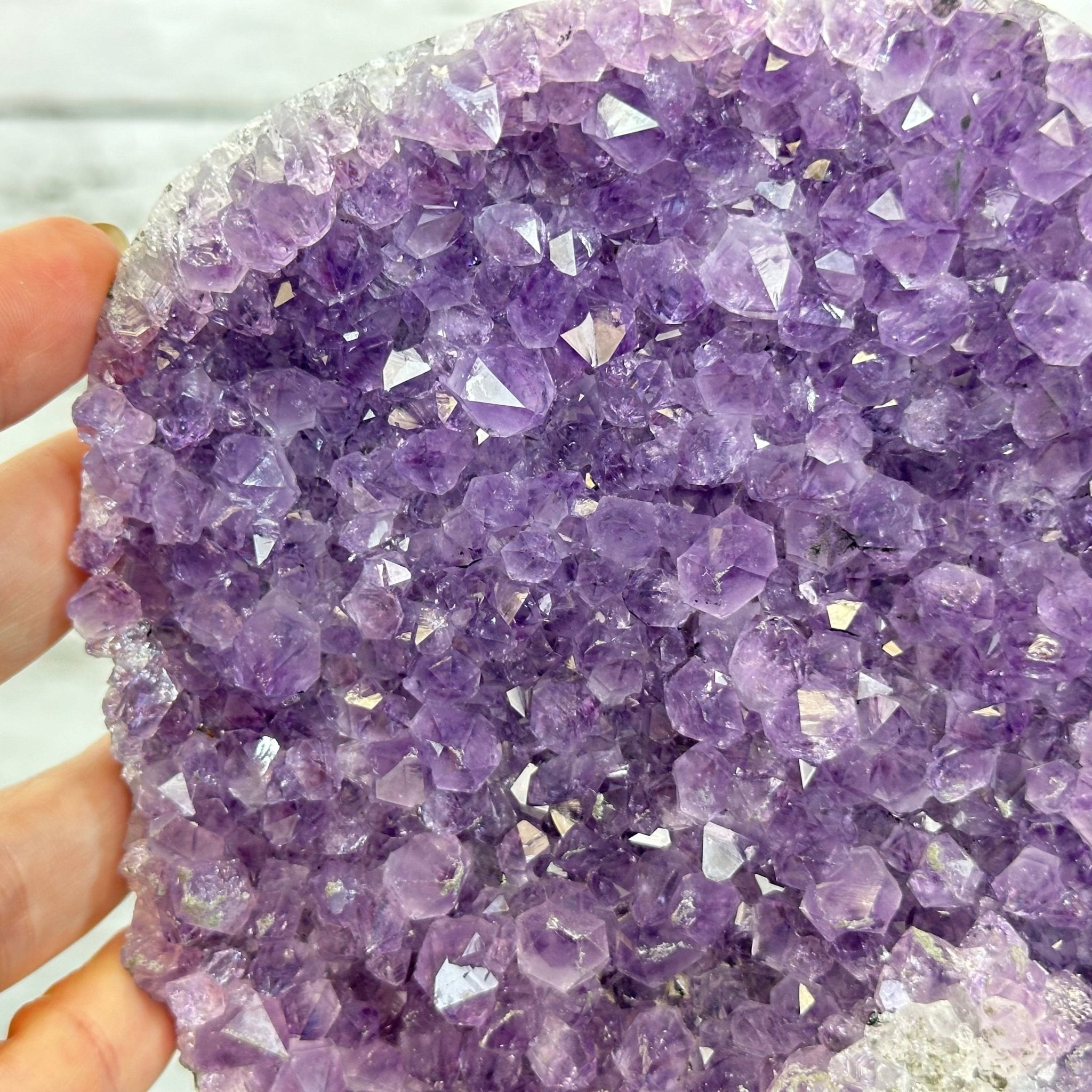 Quality Amethyst Cluster on a Metal Base, 13.9 lbs & 13.6" Tall #5491 - 0052 - Brazil GemsBrazil GemsQuality Amethyst Cluster on a Metal Base, 13.9 lbs & 13.6" Tall #5491 - 0052Clusters on Fixed Bases5491 - 0052