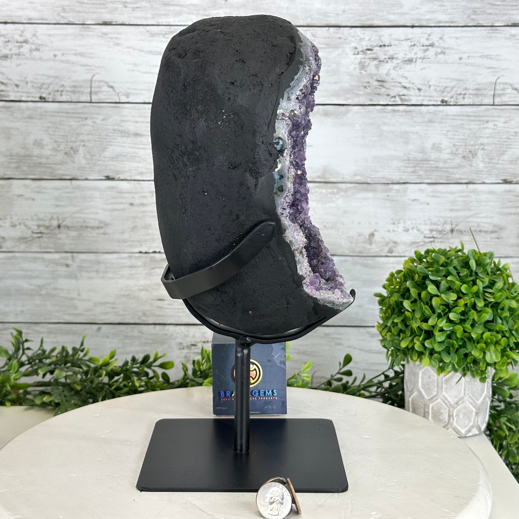 Quality Amethyst Cluster on a Metal Base, 16.9 lbs & 12.5" Tall #5491 - 0058 - Brazil GemsBrazil GemsQuality Amethyst Cluster on a Metal Base, 16.9 lbs & 12.5" Tall #5491 - 0058Clusters on Fixed Bases5491 - 0058