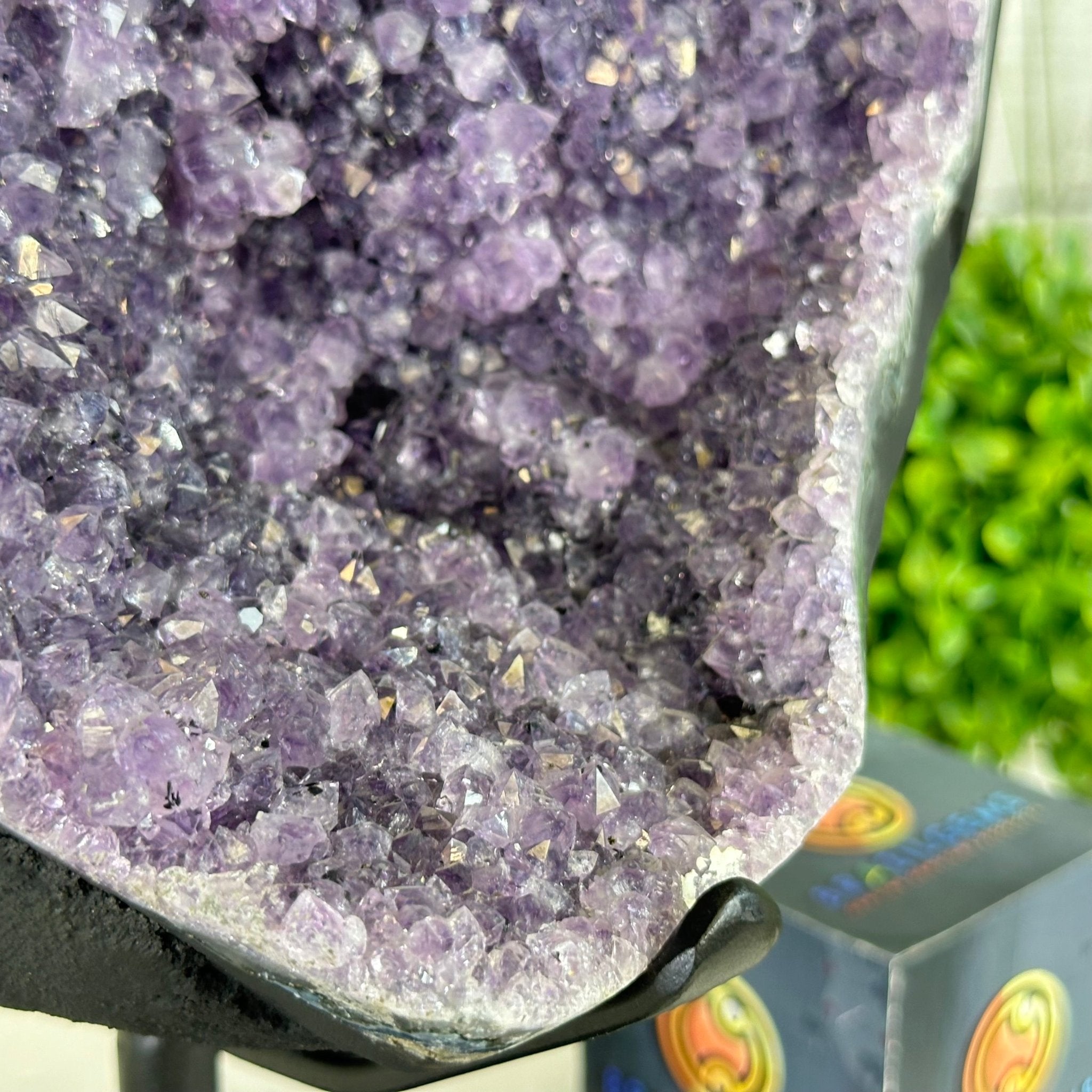Quality Amethyst Cluster on a Metal Base, 16.9 lbs & 12.5" Tall #5491 - 0058 - Brazil GemsBrazil GemsQuality Amethyst Cluster on a Metal Base, 16.9 lbs & 12.5" Tall #5491 - 0058Clusters on Fixed Bases5491 - 0058
