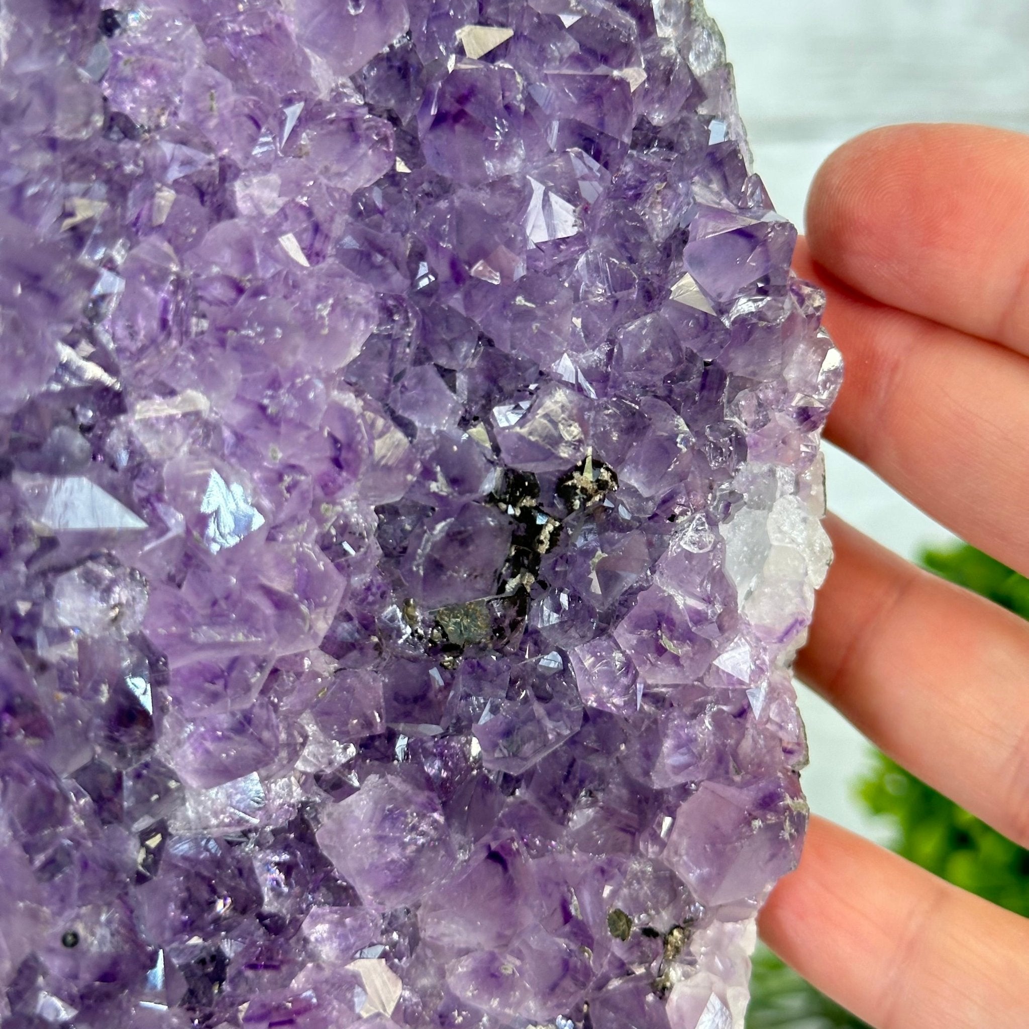 Quality Amethyst Cluster on a Metal Base, 8.5 lbs & 10.5" Tall #5491 - 0050 - Brazil GemsBrazil GemsQuality Amethyst Cluster on a Metal Base, 8.5 lbs & 10.5" Tall #5491 - 0050Clusters on Fixed Bases5491 - 0050