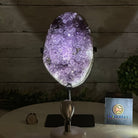 Quality Amethyst Cluster on a Metal Base, 8.5 lbs & 10.5" Tall #5491 - 0050 - Brazil GemsBrazil GemsQuality Amethyst Cluster on a Metal Base, 8.5 lbs & 10.5" Tall #5491 - 0050Clusters on Fixed Bases5491 - 0050
